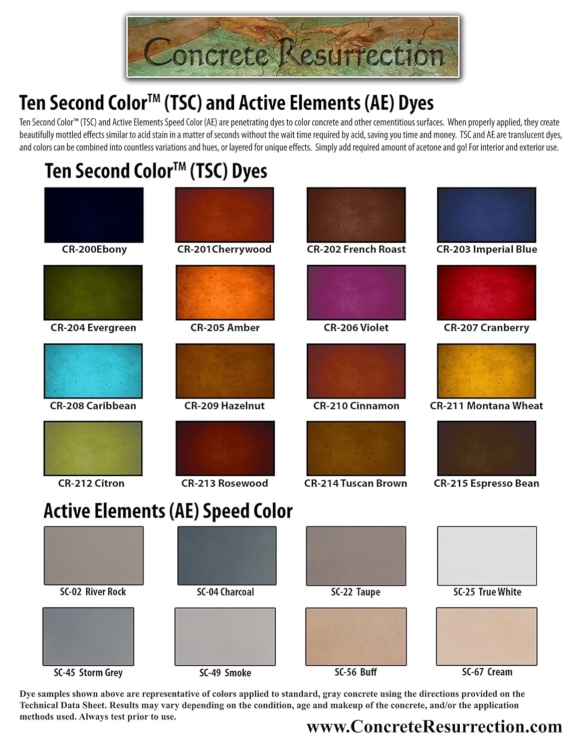 Ten Second Color (TSC) Concentrado de tinte para hormigón hace 1 galón (ébano) de grado profesional y fácil de usar. Colores llamativos brillantes.