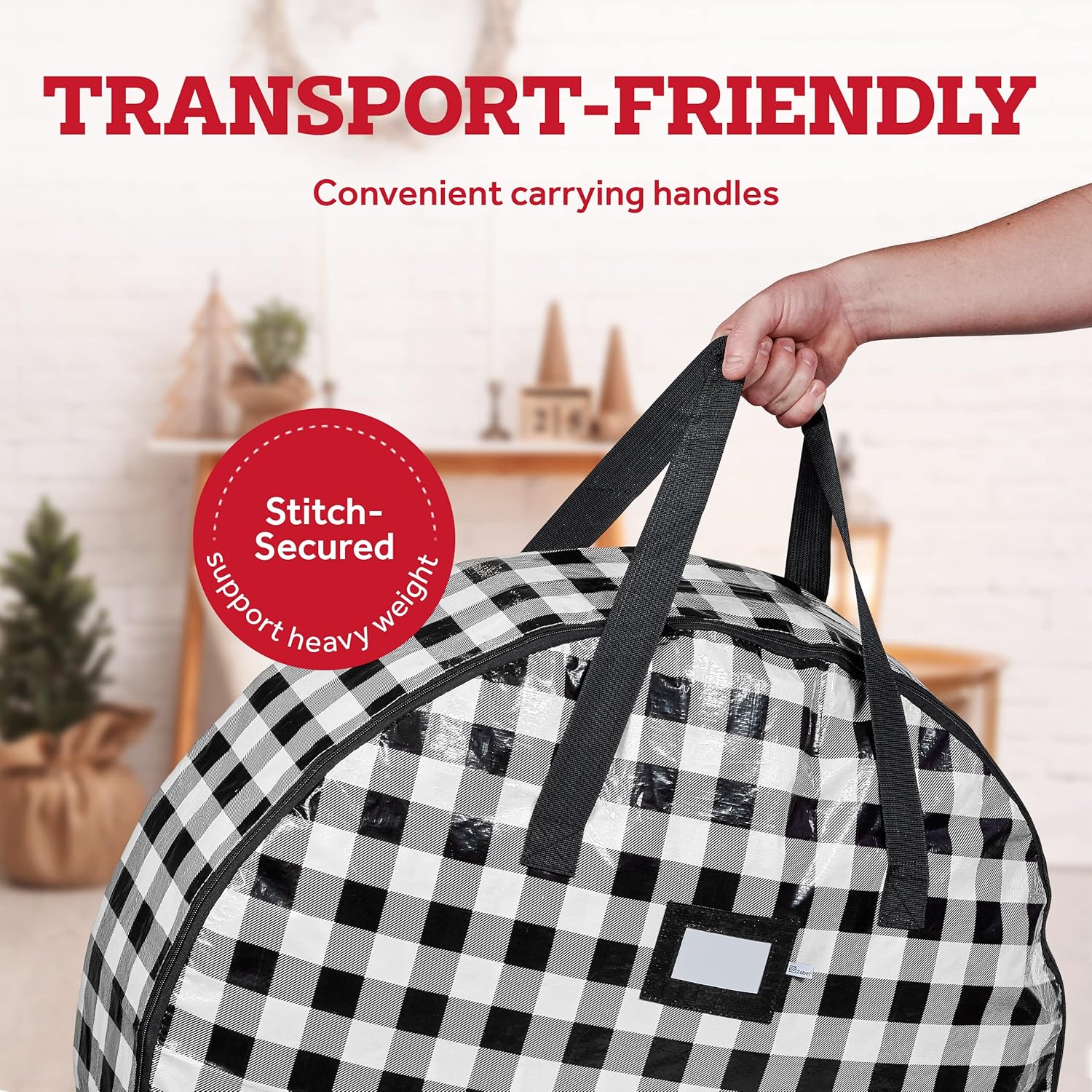 ZOBER Contenedor de almacenamiento de corona de Navidad, bolsa de almacenamiento de corona de plástico de 30 pulgadas, bolsa de corona con doble