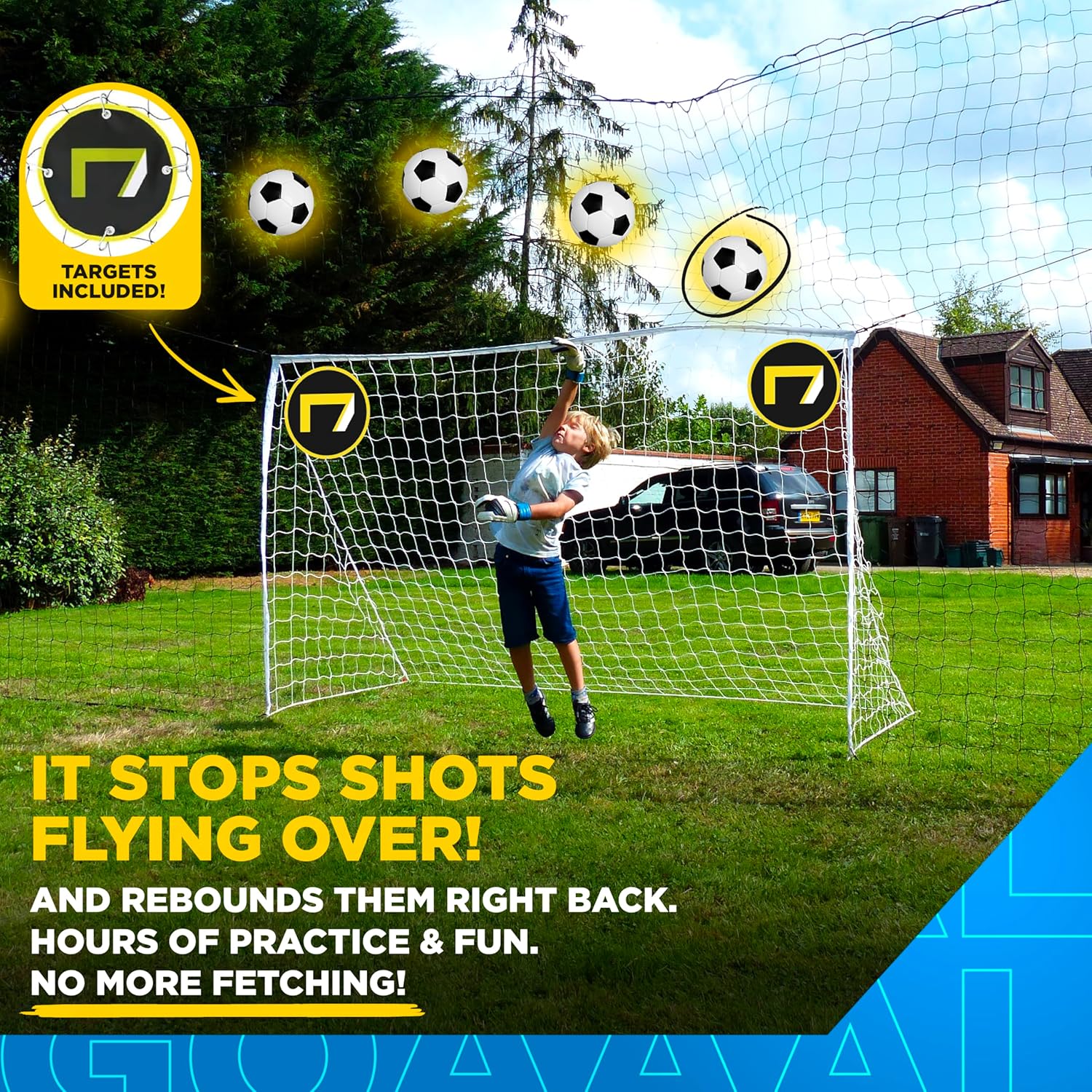 Open Goaaal Soccer Goal Net & Soccer Backstop Net with Rebounder – Soccer Nets for Backyard All in One & Practice Targets (2 Pack)