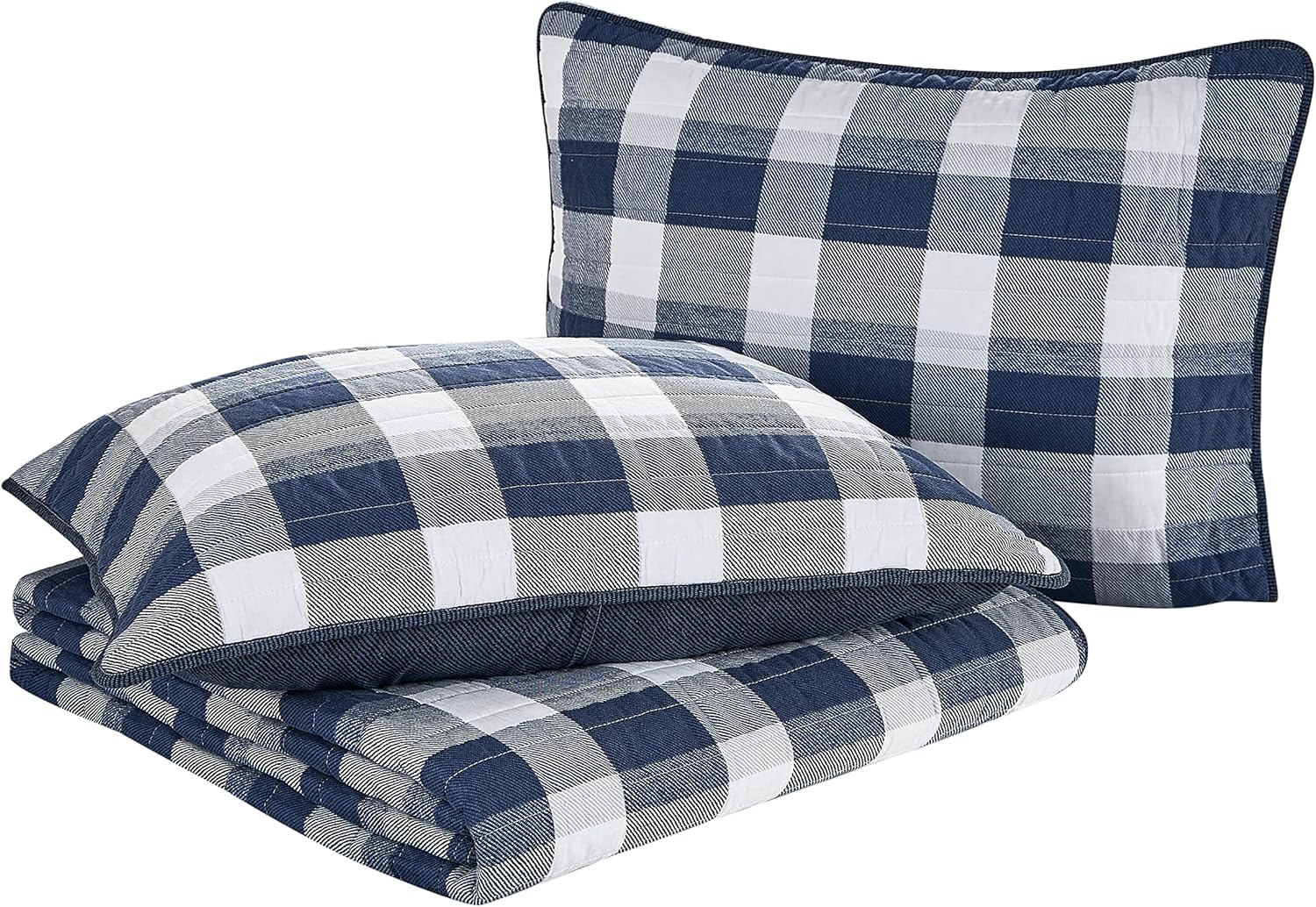 Nautica – Juego de edredón tamaño King, ropa de cama de algodón para todas las estaciones, ligero y reversible (Norridge NavyWhite, King)