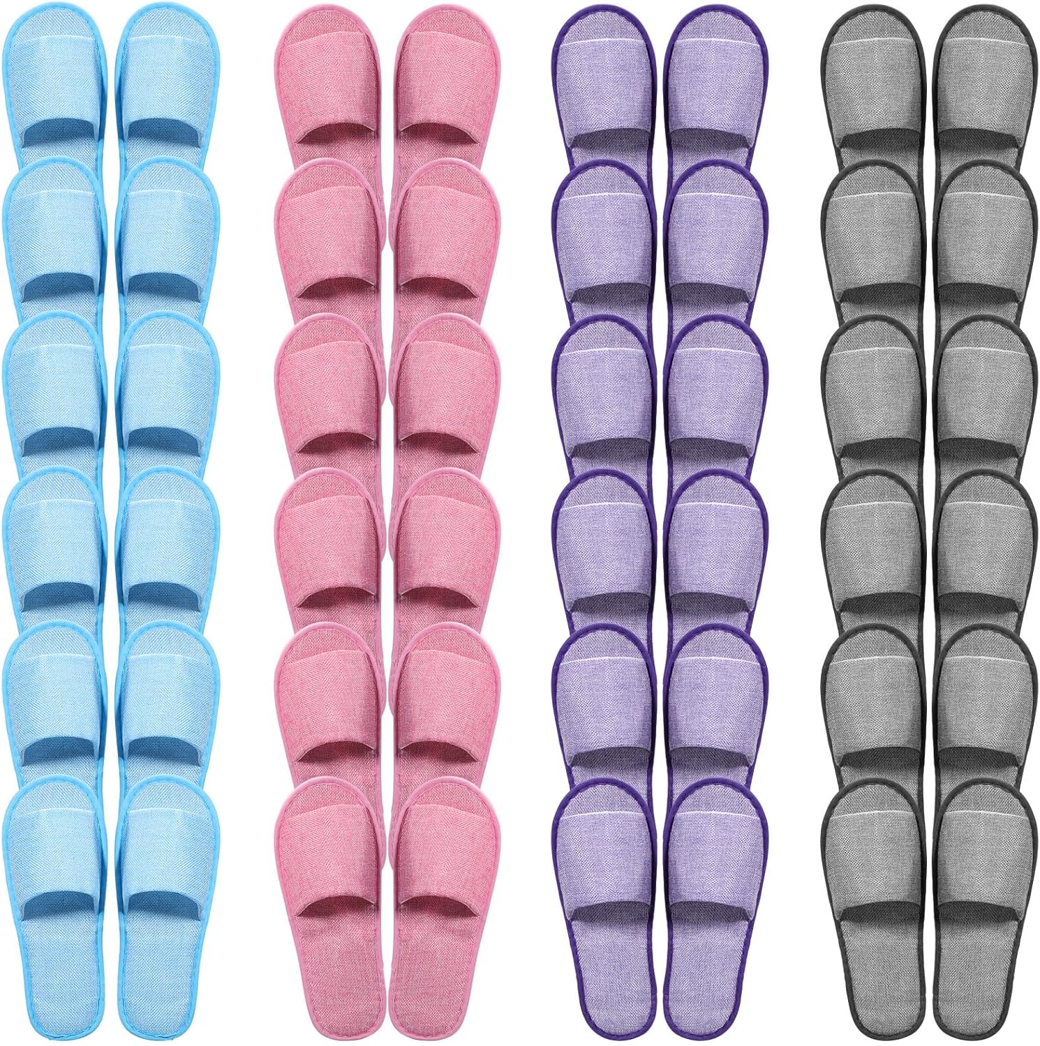 24 pares de pantuflas desechables a granel, antideslizantes, con punta abierta, de algodón, lino, transpirables, para spa, multicolor, para
