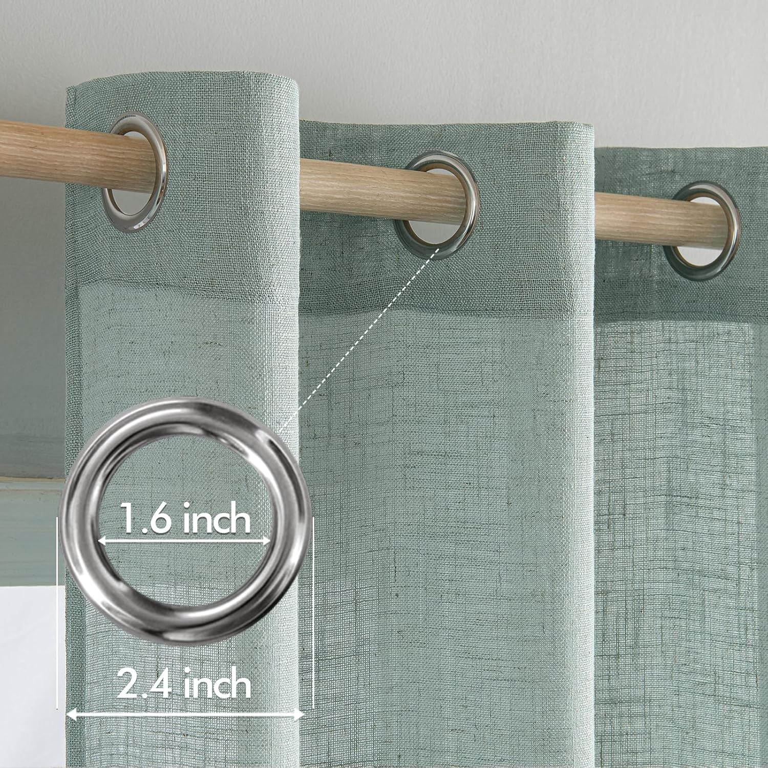 MIULEE Cortinas de lino aguamarina de 72 pulgadas de largo para dormitorio, sala de estar, cortinas de ventana con textura de lino suave y grueso,