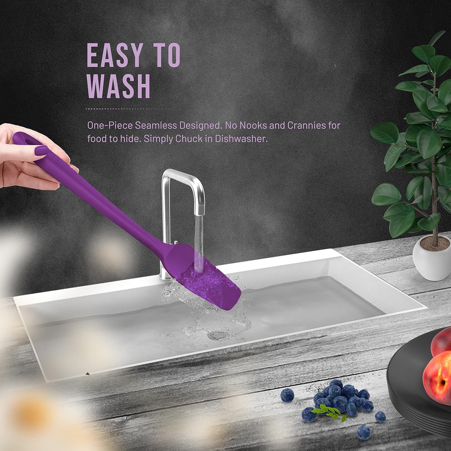 Juego de espátulas de silicona  4 espátulas de goma de silicona resistente al calor 600F para tareas diarias  Espátulas de cocina de diseño sin