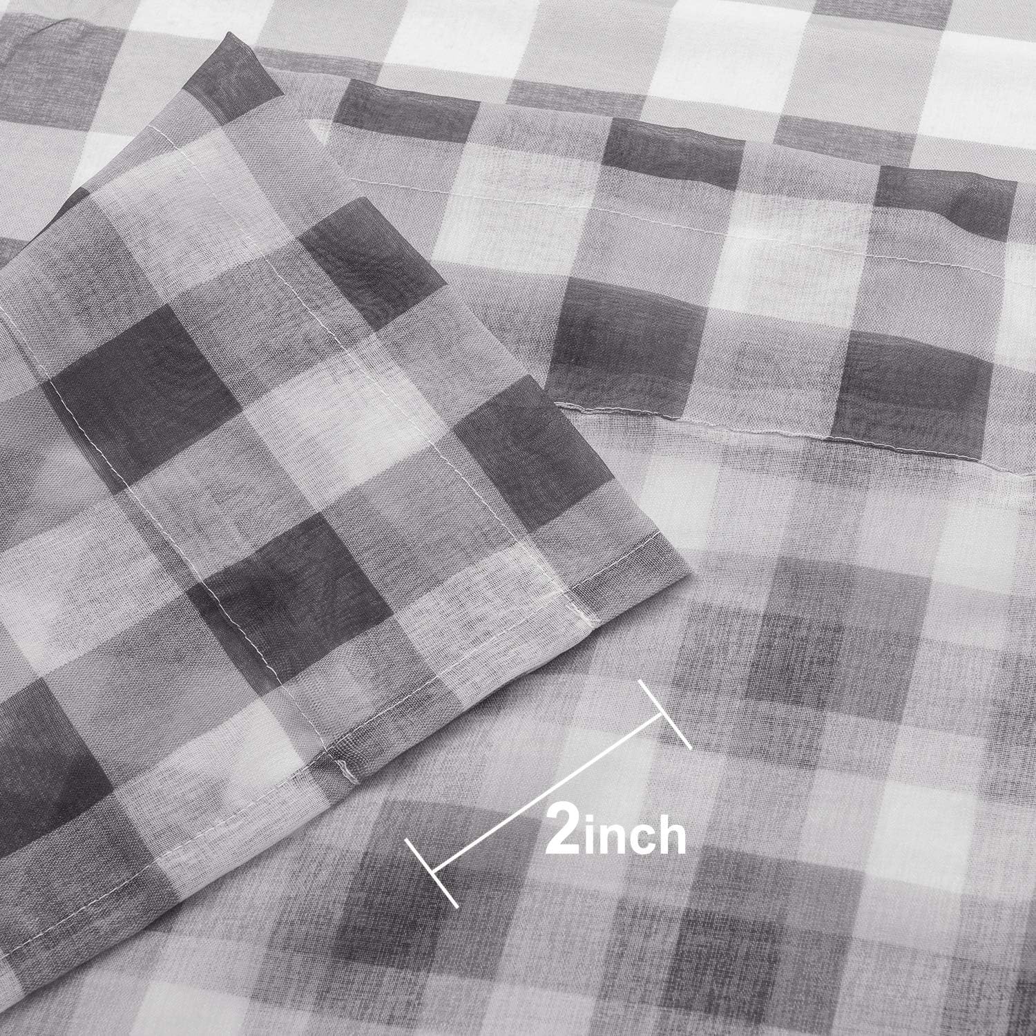 Hiasan Buffalo – Cortinas transparentes a cuadros para sala de estar, con dobladillo para el barral de la ventana, para dormitorio y granja