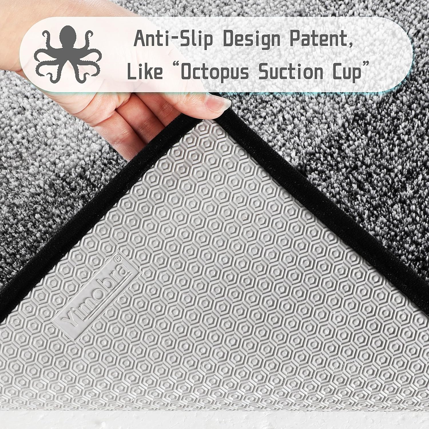 Yimobra Tapete de baño de microfibra absorbente de felpa suave y cómoda, extra grueso, antideslizante, lavable a máquina, tapete de baño para suelo