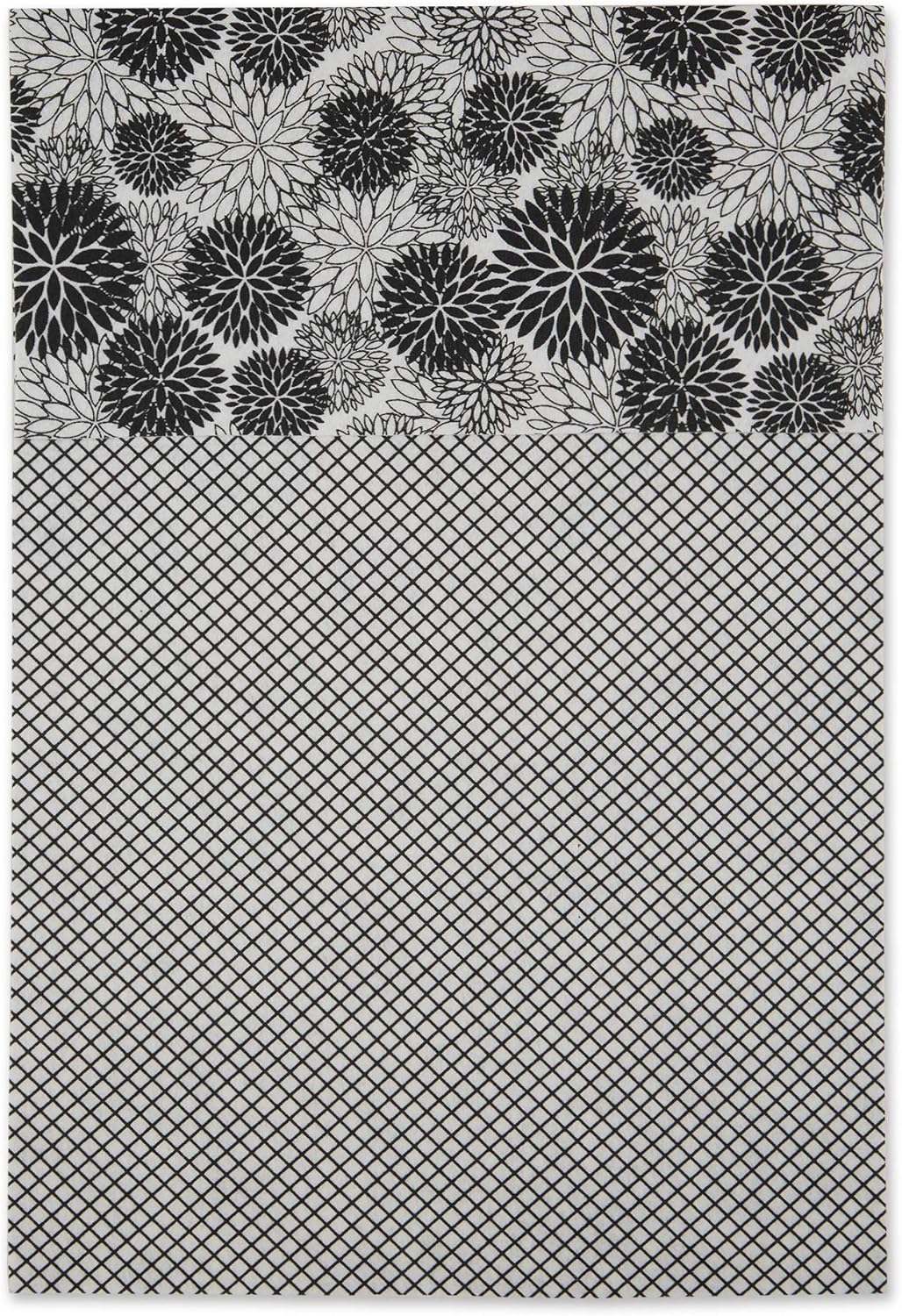 DII Colección de forros para refrigerador, no adhesivos, se pueden cortar para adaptar a su tamaño, 12 x 24pulgadas, diseño de dalias color negro, 6
