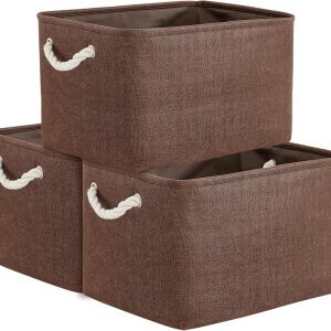 TheWarmHome Cesta de organización y almacenamiento para estantes, paquete de 3 cubos de almacenamiento de tela de 16 x 12 x 12 pulgadas, cubo de TheWarmHome Cesta de organización y almacenamiento para estantes, paquete de 3 cubos de almacenamiento de tela de 16 x 12 x 12 pulgadas, cubo de