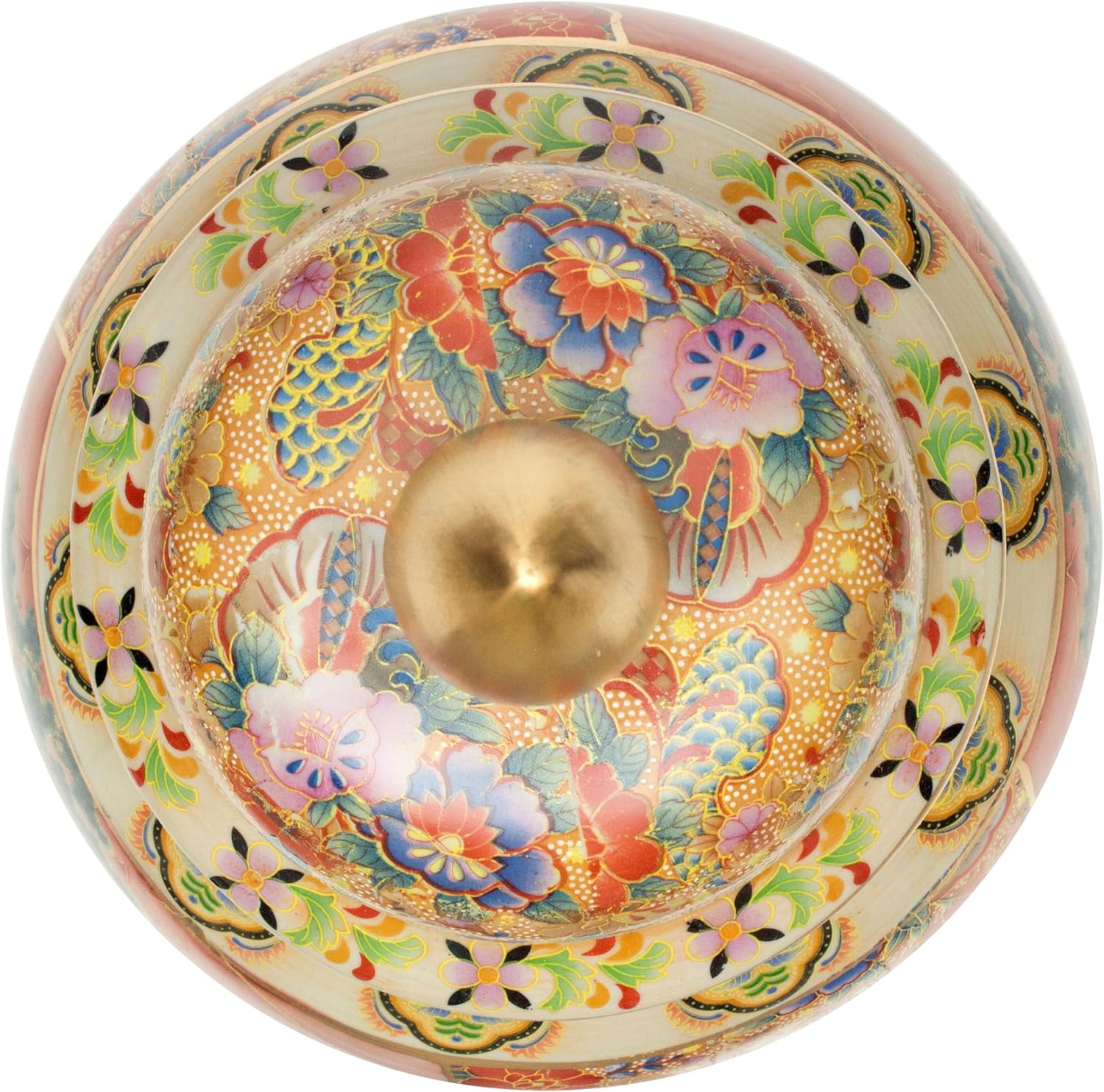 Red Lantern Tarro de templo de porcelana de caballo en prado de 18″