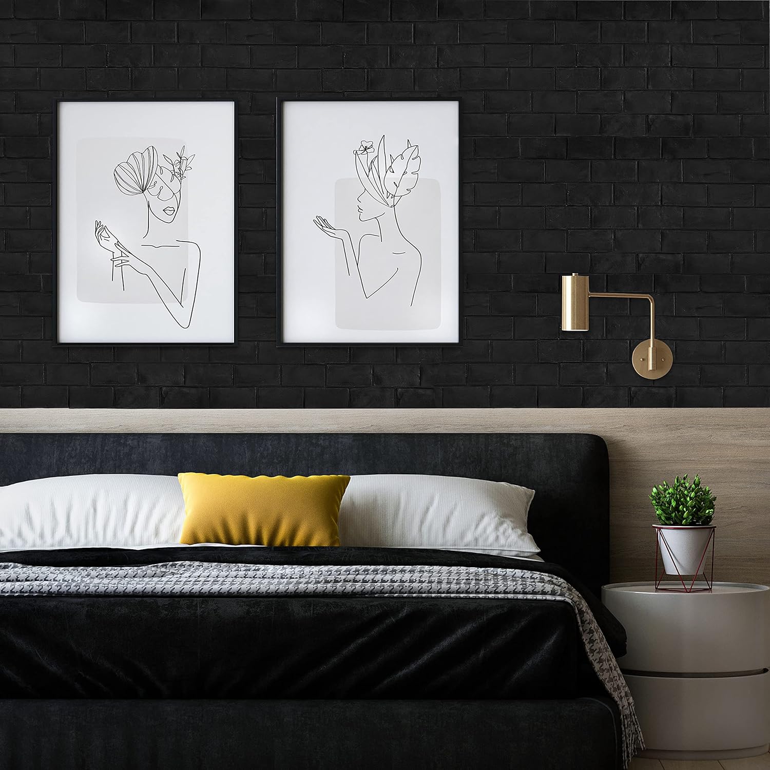 20paneles autoadhesivos 3D impermeables para pared, con ladrillos negros, se pueden pintar, papel tapiz con ladrillos falsos, paneles para