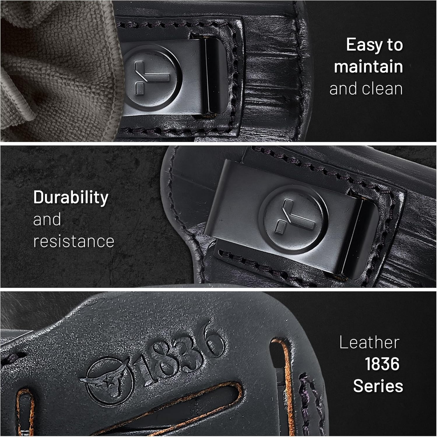 Funda de cuero IWB para pistolas óptica lista. Funda de cuero para pistola Glock 26 27, Taurus G2C G3C, escudo de 0.354 in con láser CT. Funda de