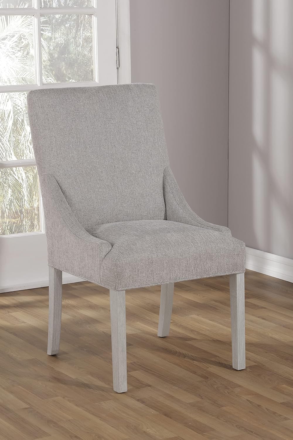 Marie – Colección de comedor tapizada, juego de 2 sillas de cocina, asiento de 18 pulgadas de ancho x 19 pulgadas de profundidad, gris grafito