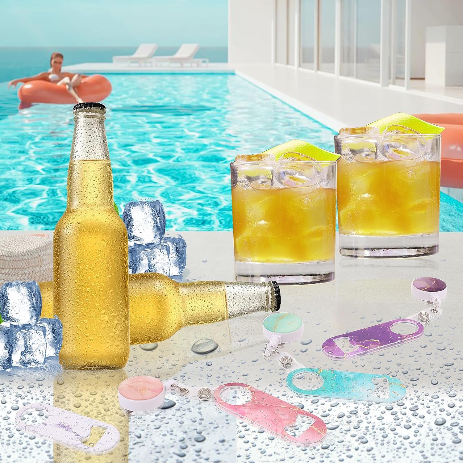 6 abrebotellas plano con clip para cinturón, mini abridor retráctil de botellas de cerveza de acero inoxidable para cocina, restaurante, fiesta,