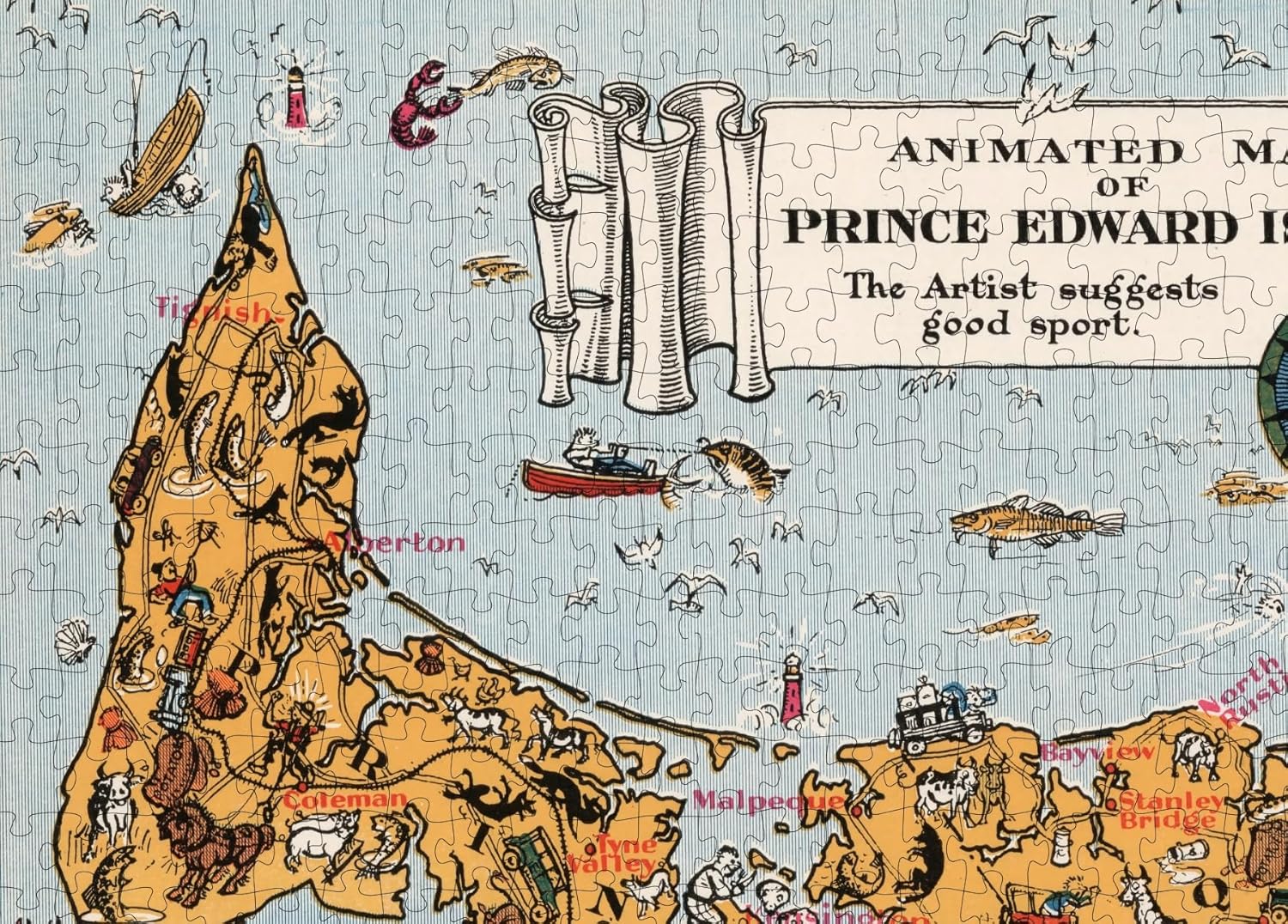 1929 Map of Prince Edward Island  Rompecabezas de 1000 piezas para adultos  Regalos de cumpleaños  Actividad divertida en interiores  Hecho a mano