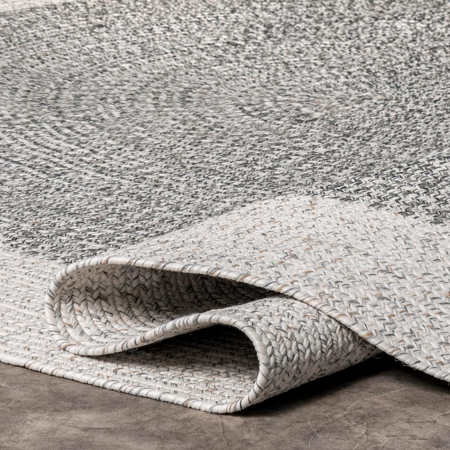 nuLOOM Oralia alfombra trenzada para interiores y exteriores, 5 pies x 8 pies, ovalada, color gris