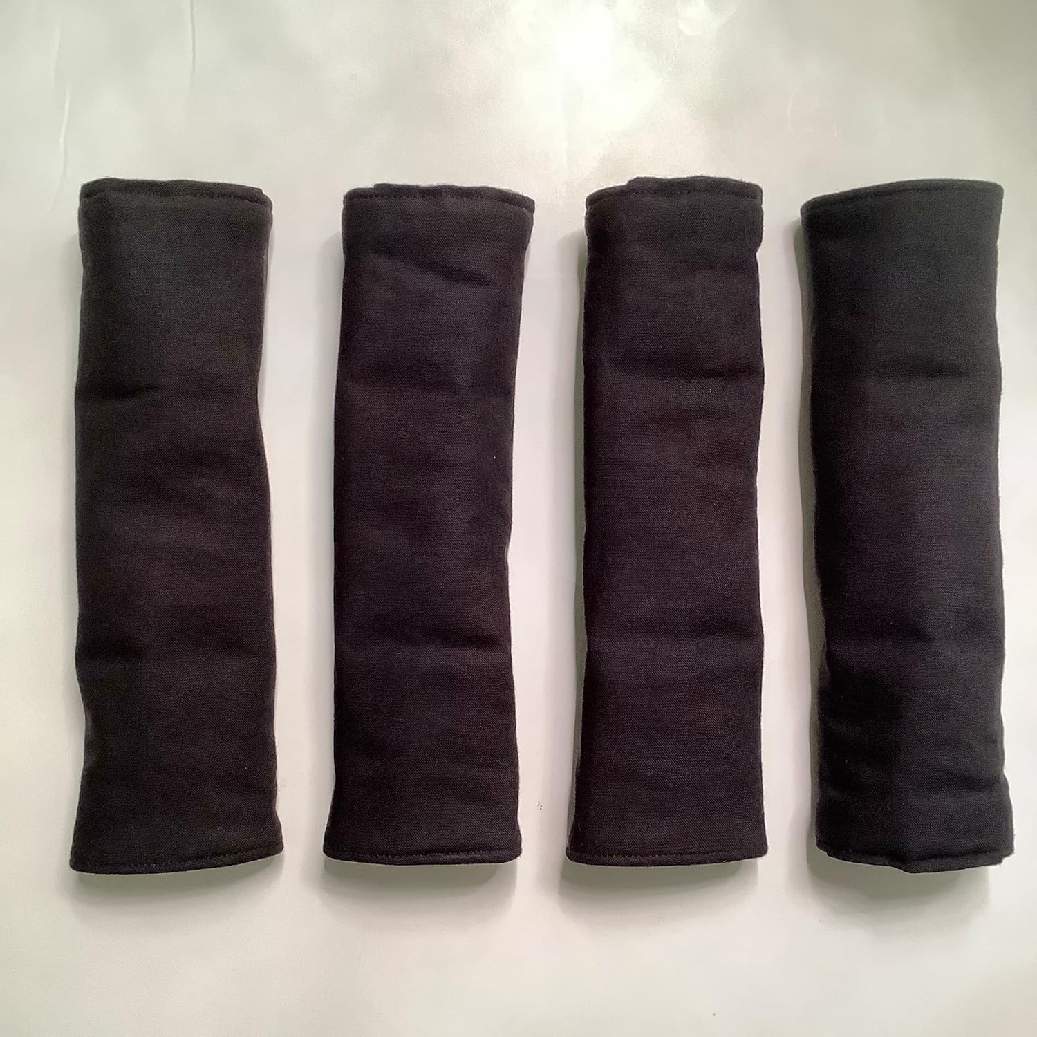 Custom Plain Solid 100% Cotton Sateen Car Seatbelt Cover, Black Silver, Made in USA, Washable Padded Soft Quilted, Comfortable Driving Seat Belt