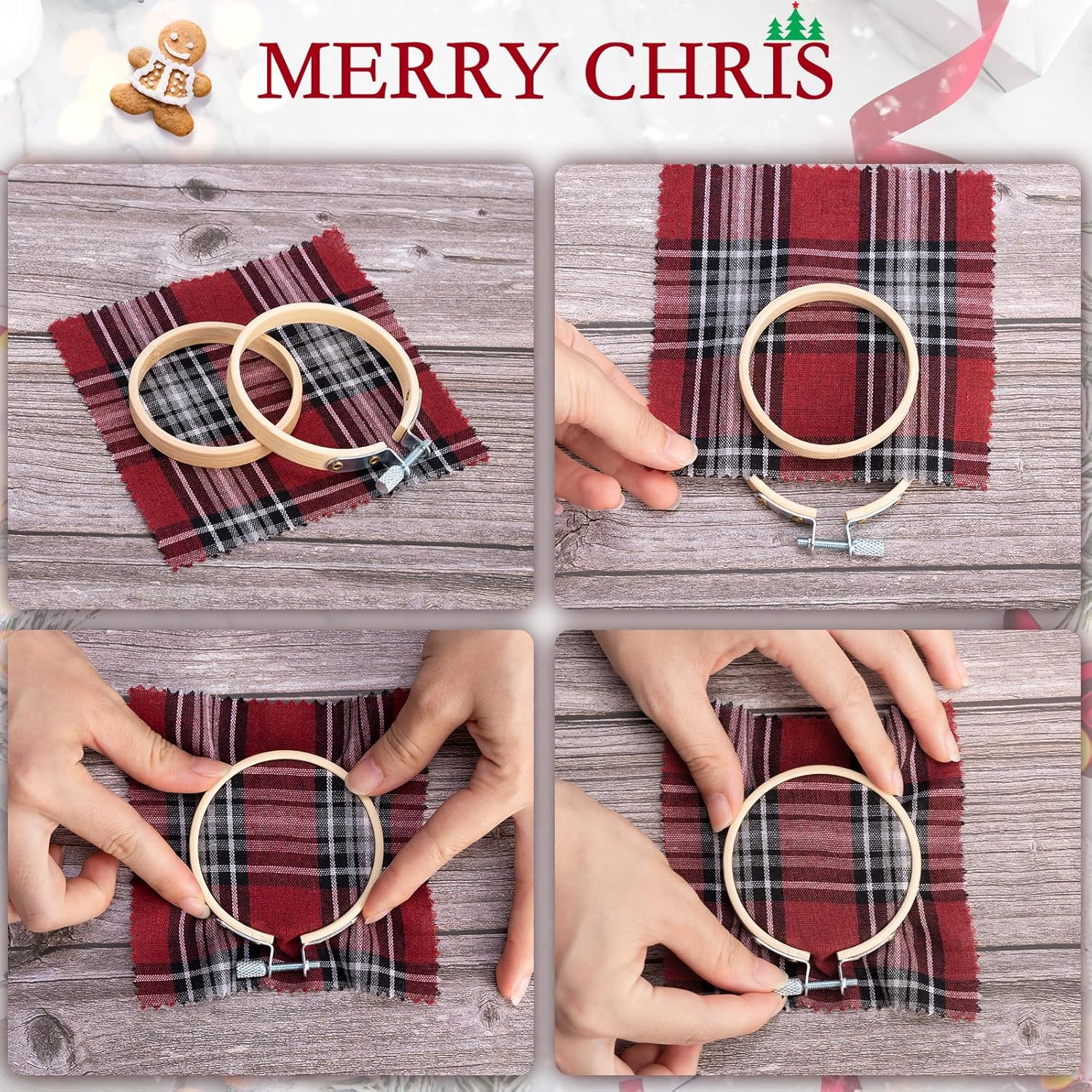 Caydo 24 aros de bordado de 2.5 pulgadas a granel, pequeños aros de punto de cruz, círculo de bambú, mini aros de bordado para adornos de Navidad,
