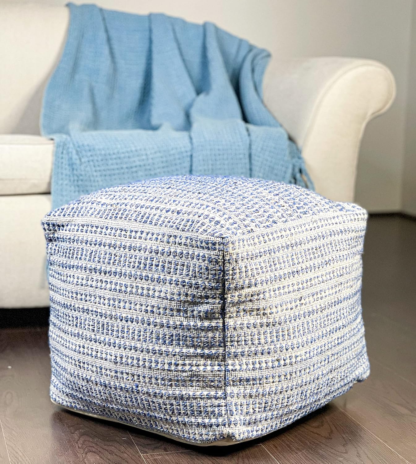 Chardin home Fundas otomanas sin relleno, acogedoras y bohemias, asientos casuales hechos a mano, reposapiés, almohada cuadrada de piso para el