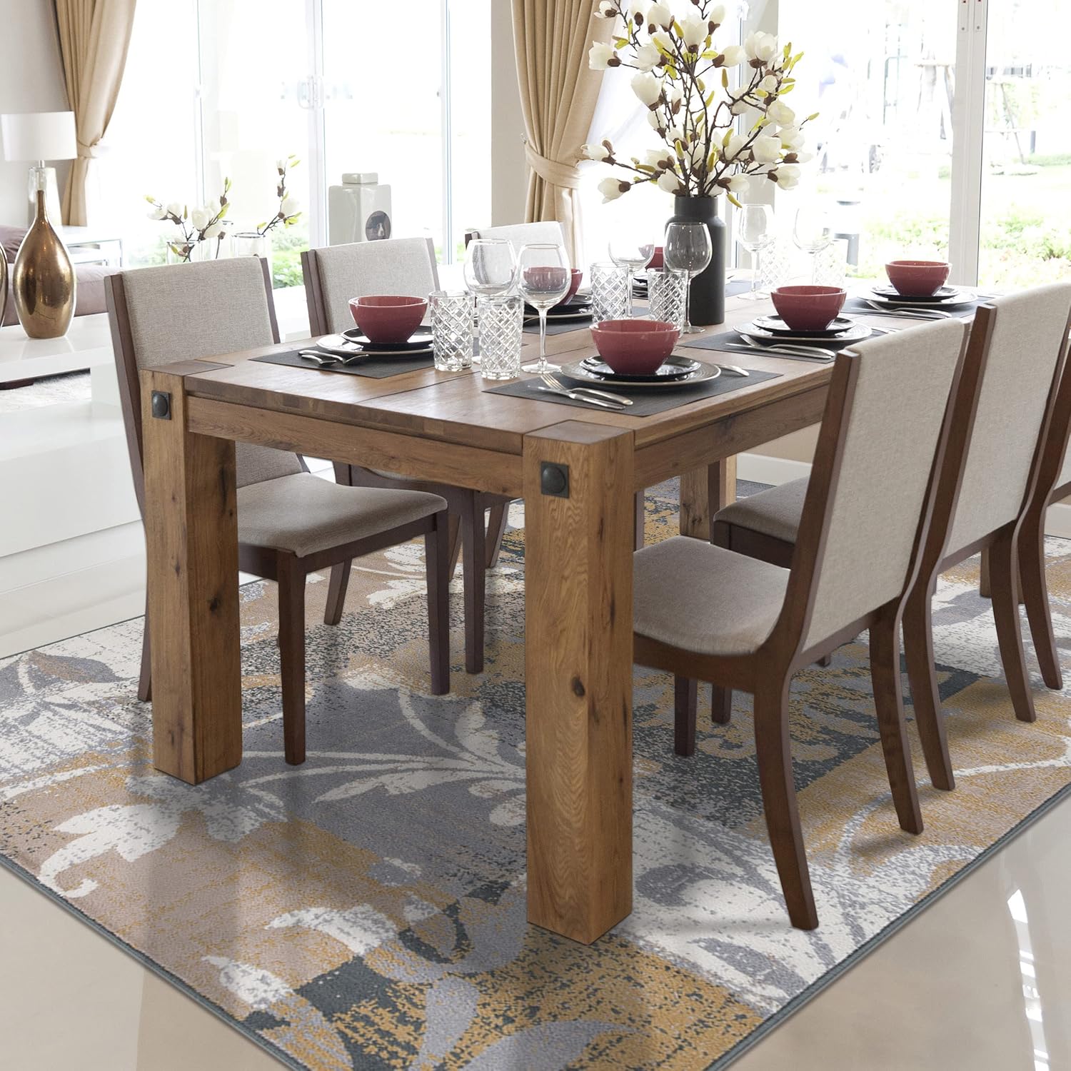 Superior Alfombra interior con respaldo de yute, perfecta para entrada, oficina, sala de estarcomedor, dormitorio, cocina, piso, decoración moderna