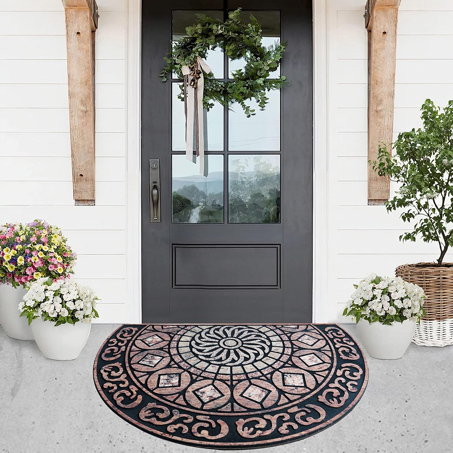 ubdyo Tapete para puerta delantera, tapete de pelo bajo para puerta delantera, entrada exterior, atrapa suciedad sucia, bienvenida, mate, exterior,