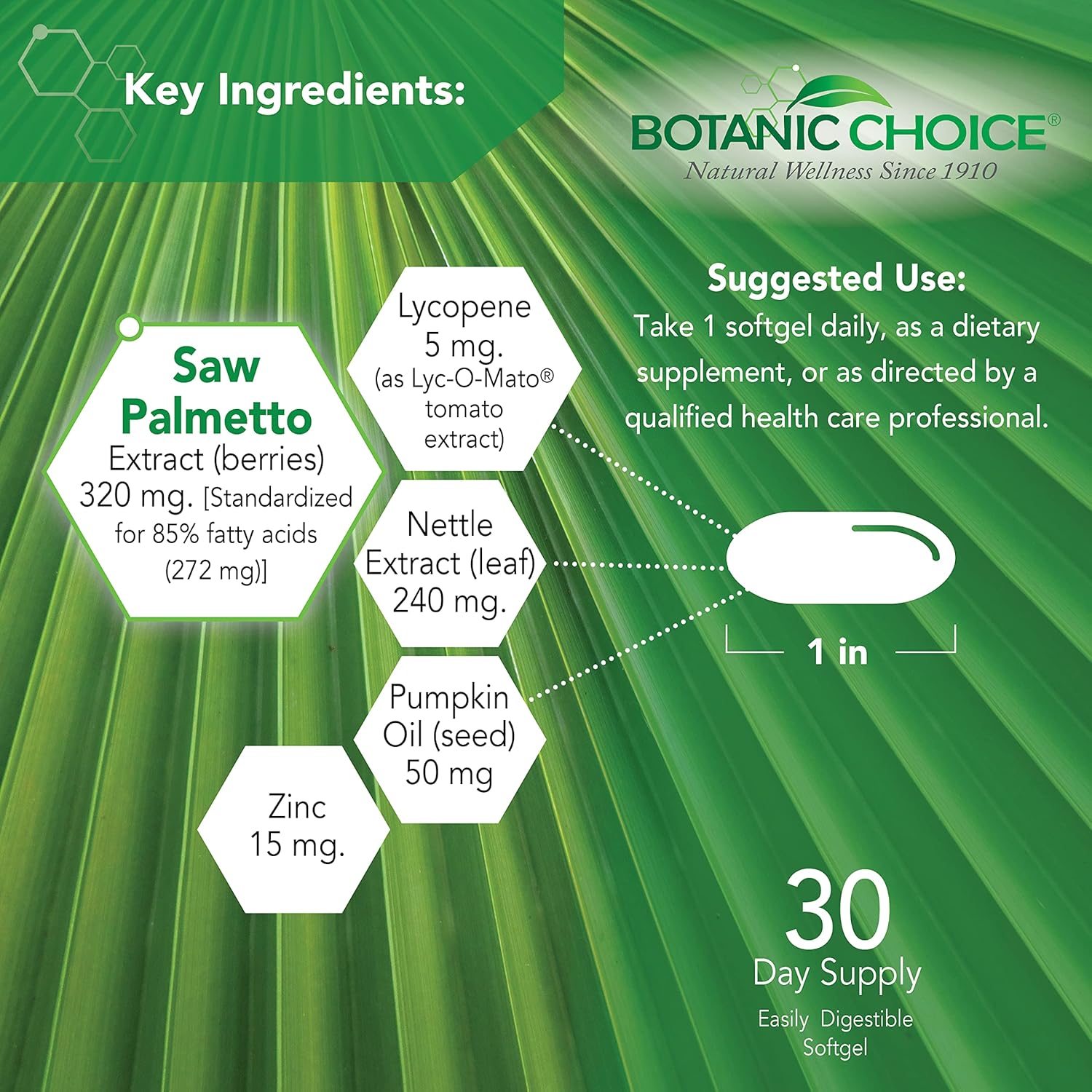 Botanic Choice Mezcla de mega frutas y verduras (60 cápsulas) + Complejo de próstata 9 (30 cápsulas blandas)  Suplemento de equilibrio energético y