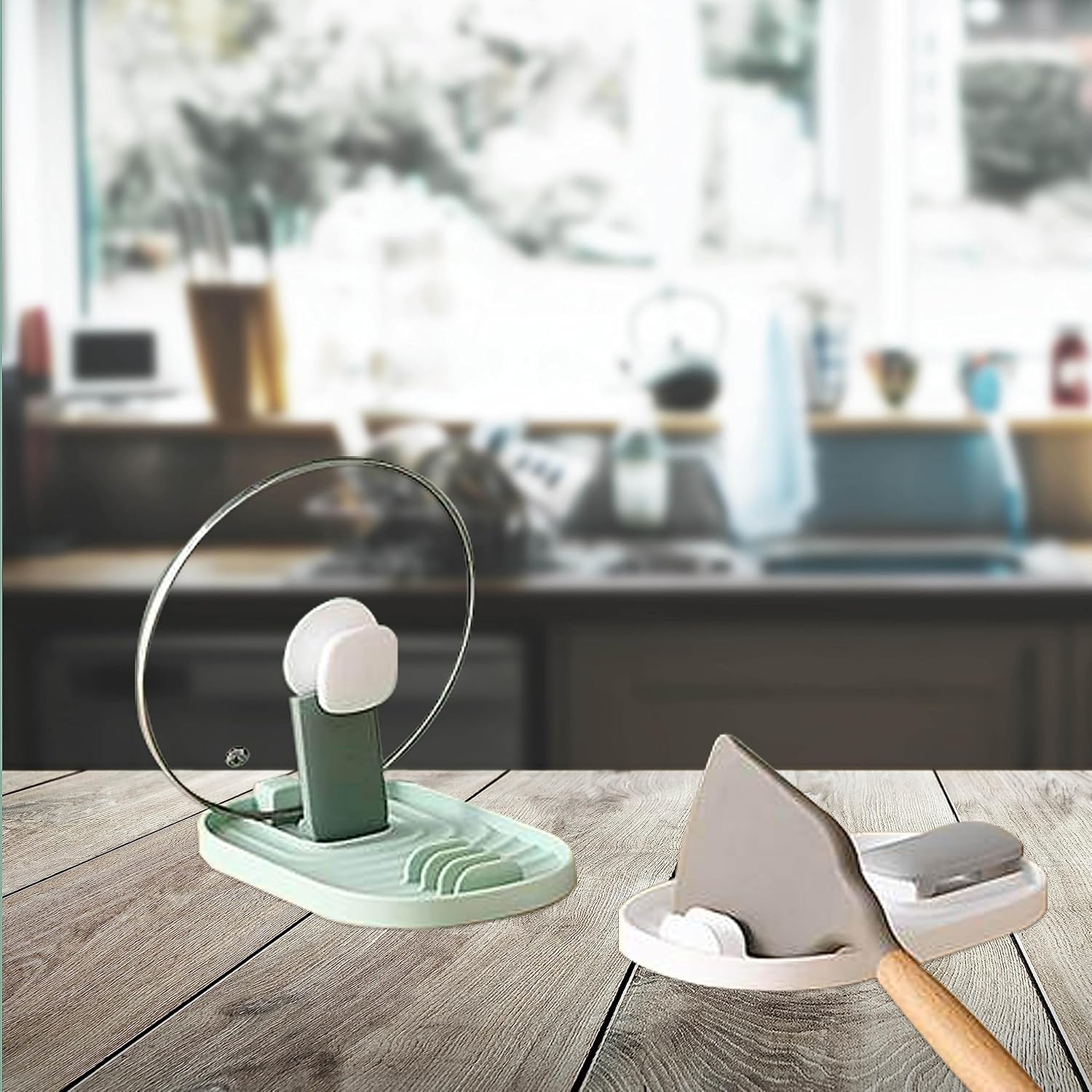 El soporte para cuchara para encimera de cocina mantiene los utensilios de cocina y la tapa al alcance de la mano mientras prepara tus comidas.