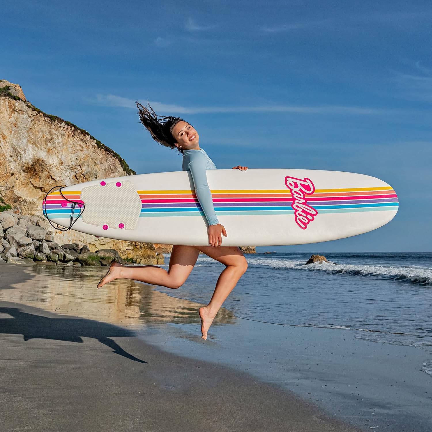 Barbie Signature – Tabla de surf de 8 pies de Wavestorm  Cubierta superior gráfica con parte inferior lisa de alta densidad  para niños y adultos