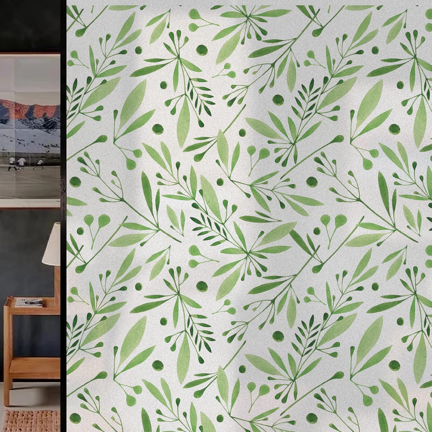 DKTIE Leaves Series – Película de privacidad para ventana de baño con kit de instalación, película de vidrieras de estilo nórdico a la moda,