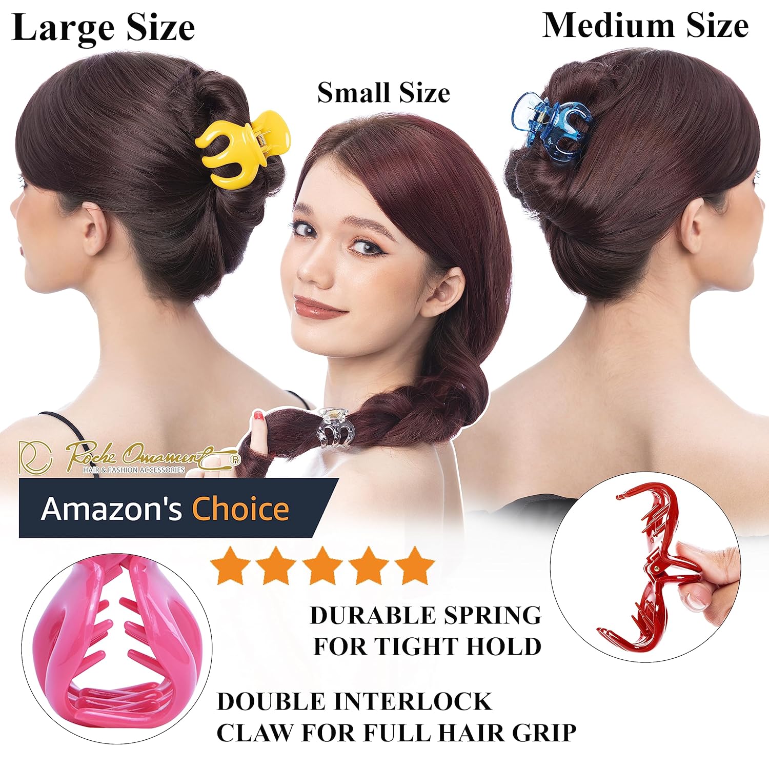 RC ROCHE ORNAMENT 6 piezas de pelo de calabaza para mujer, seguro y antideslizante, pinzas de plástico fuerte, duradero, cómodo, accesorio de