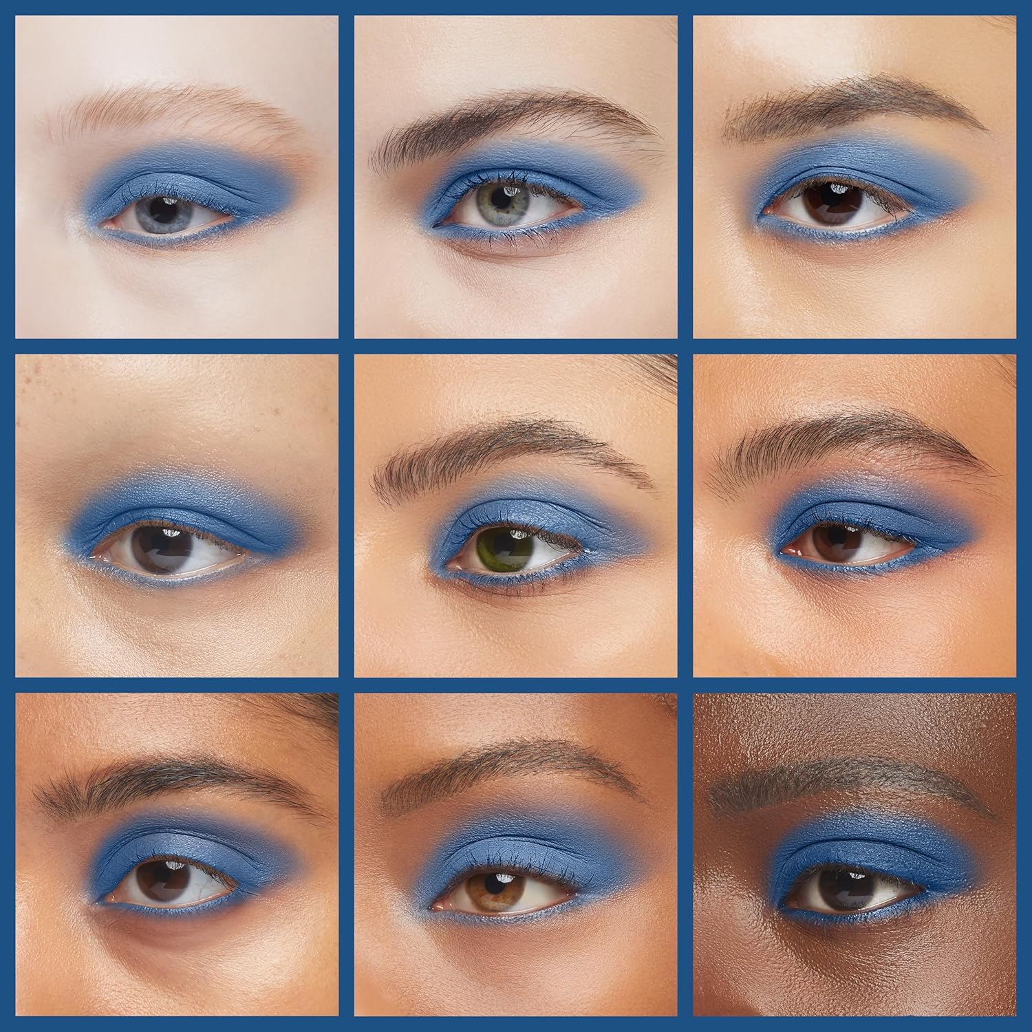Erinde Paleta de sombra de ojos mate azul oscuro, polvo de sombra de ojos de alta pigmentación, larga duración, ultra mezclable, color intenso