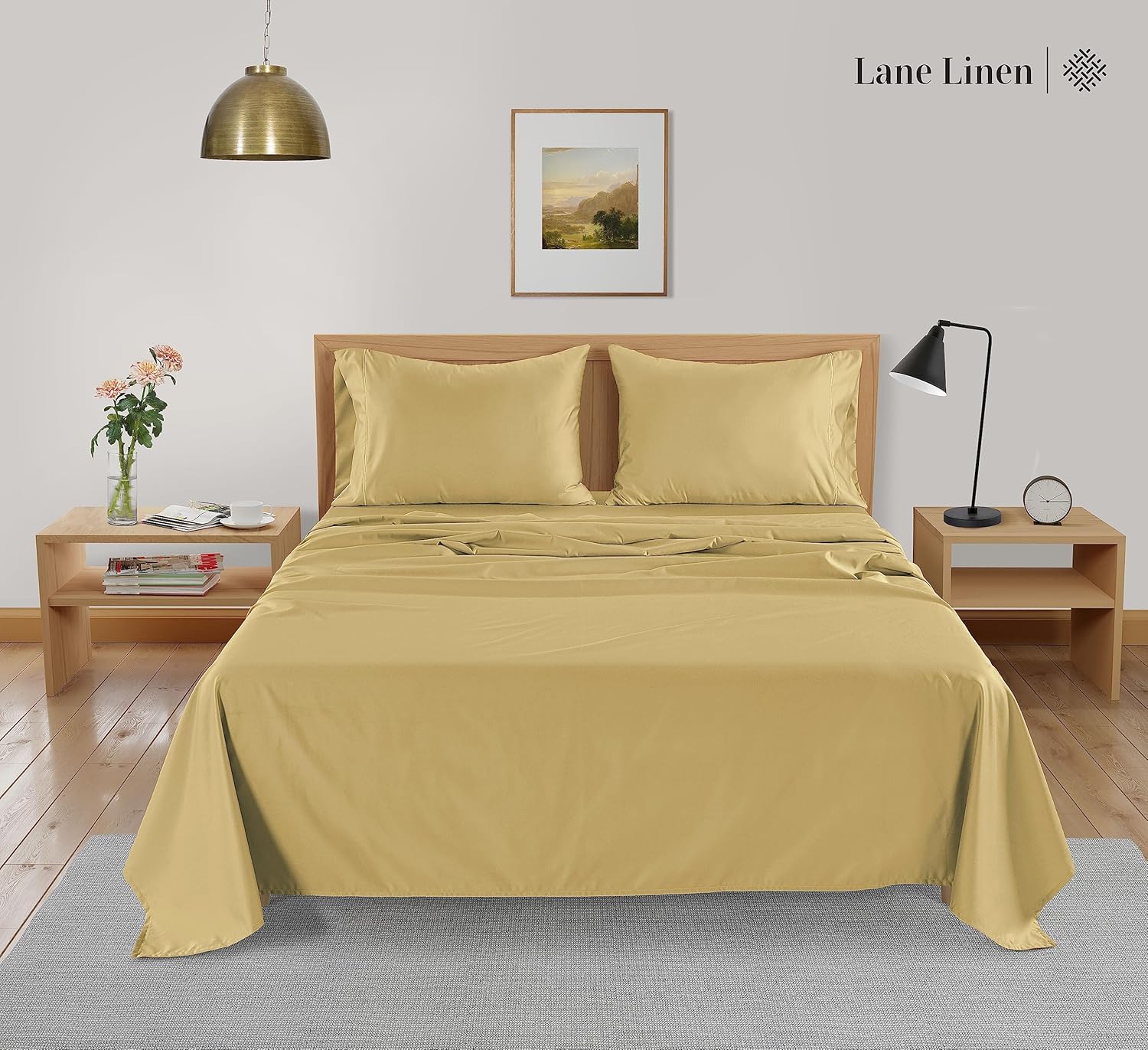 LANE LINEN Juego de sábanas de bambú tamaño matrimonial, sábanas de 100 % rayón de bambú, juego de sábanas lujosamente suaves, transpirables y