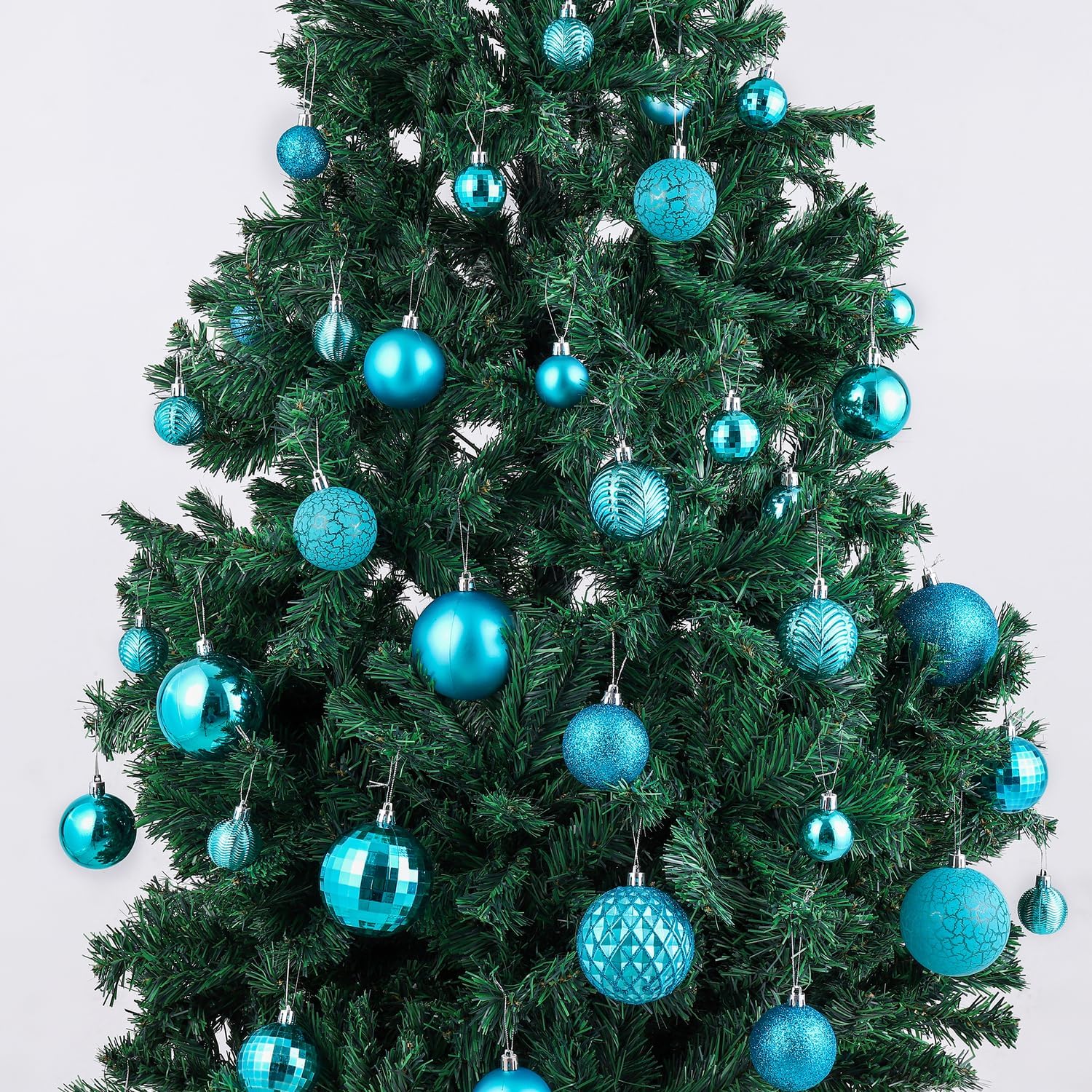LANGXUN 36 bolas de decoración de árbol de Navidad color azul ácido 2023, 6 bolas de Navidad de 3.2 pulgadas, 12 piezas de 2.4 pulgadas, 18 piezas
