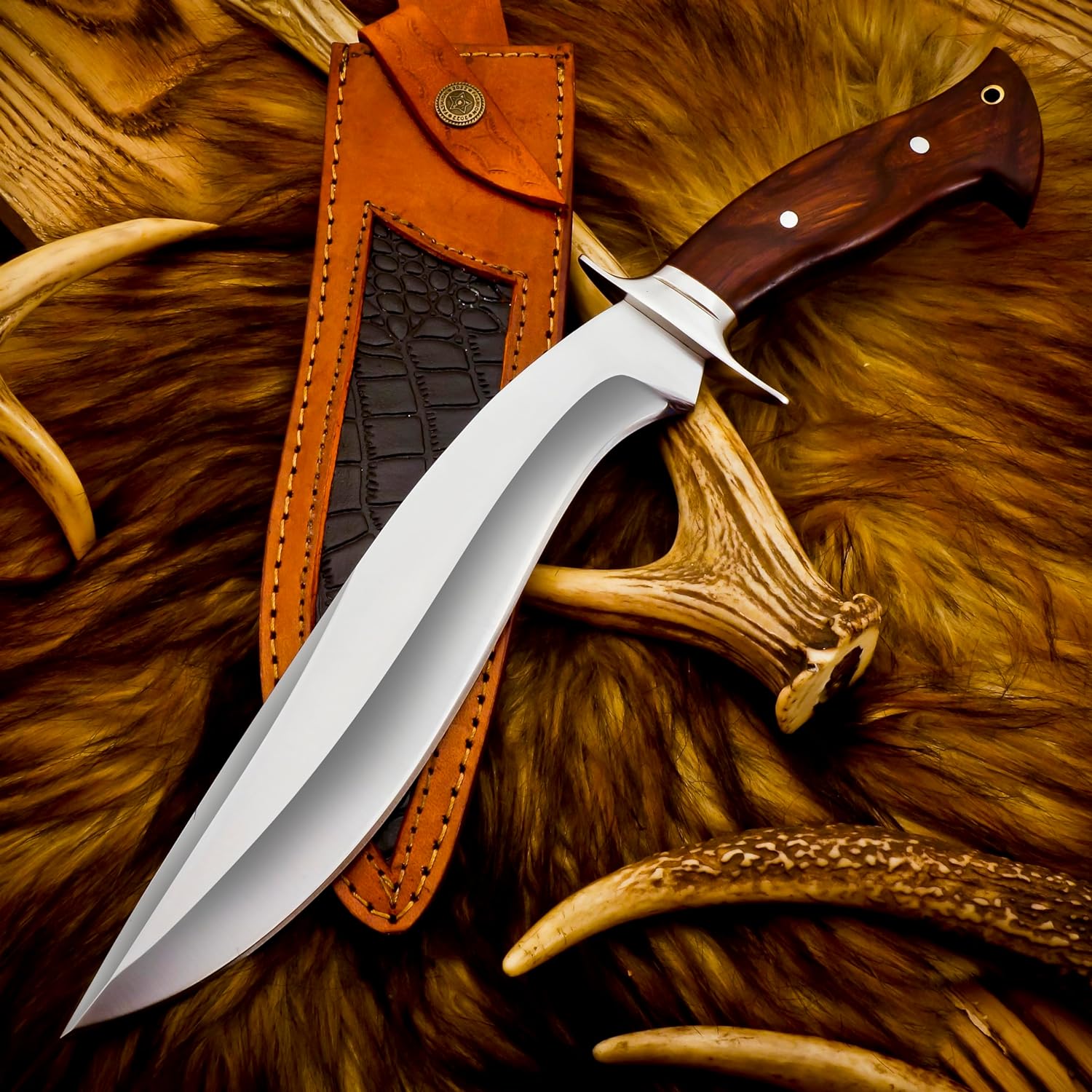 REG-234 Cuchillo Kukri hecho a mano de acero D2 personalizado – Mango de madera exótica