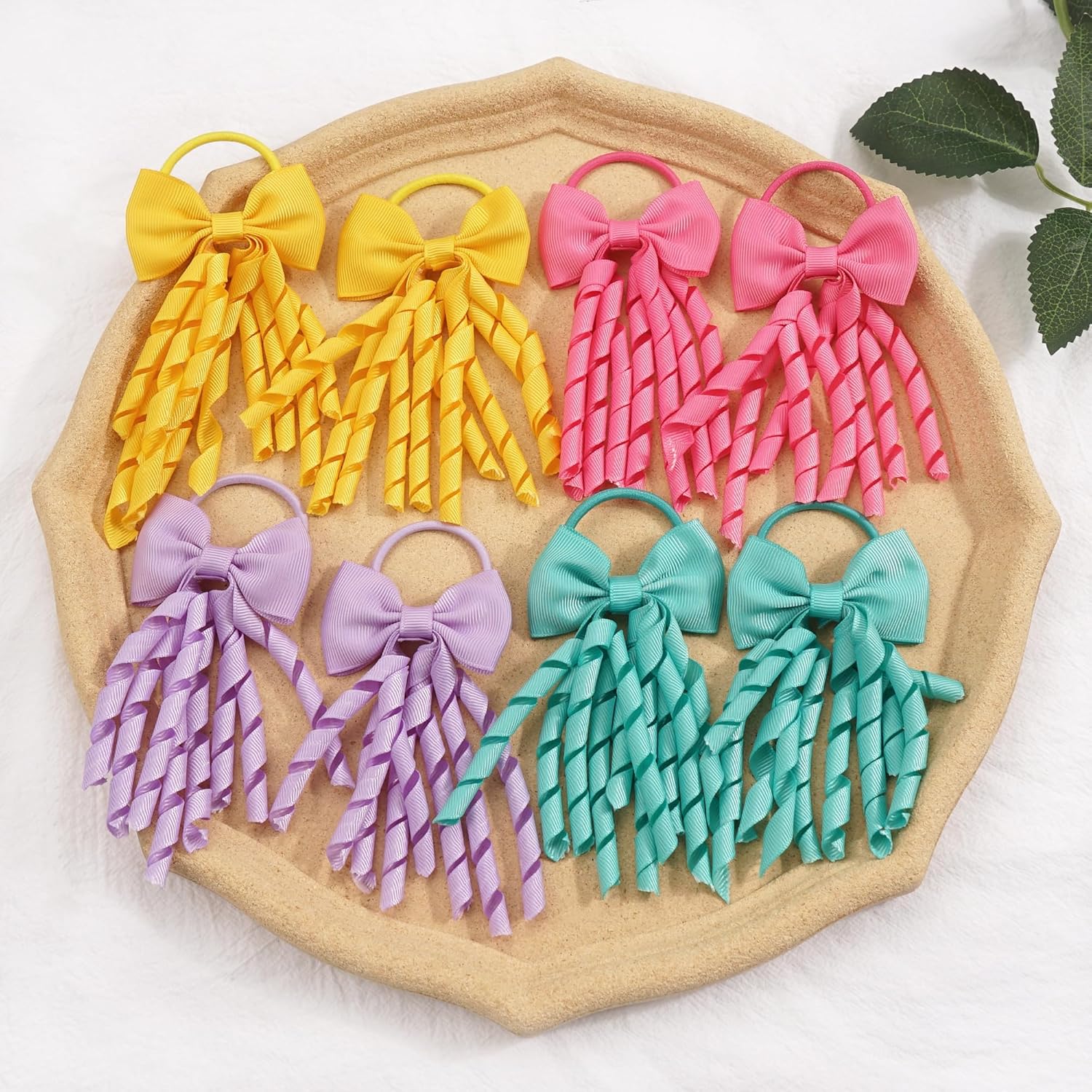 20 lazos para el cabello para niñas y bebés, lazos para el cabello rizados, bandas elásticas para el cabello, cintas de grogrén, soportes para cola
