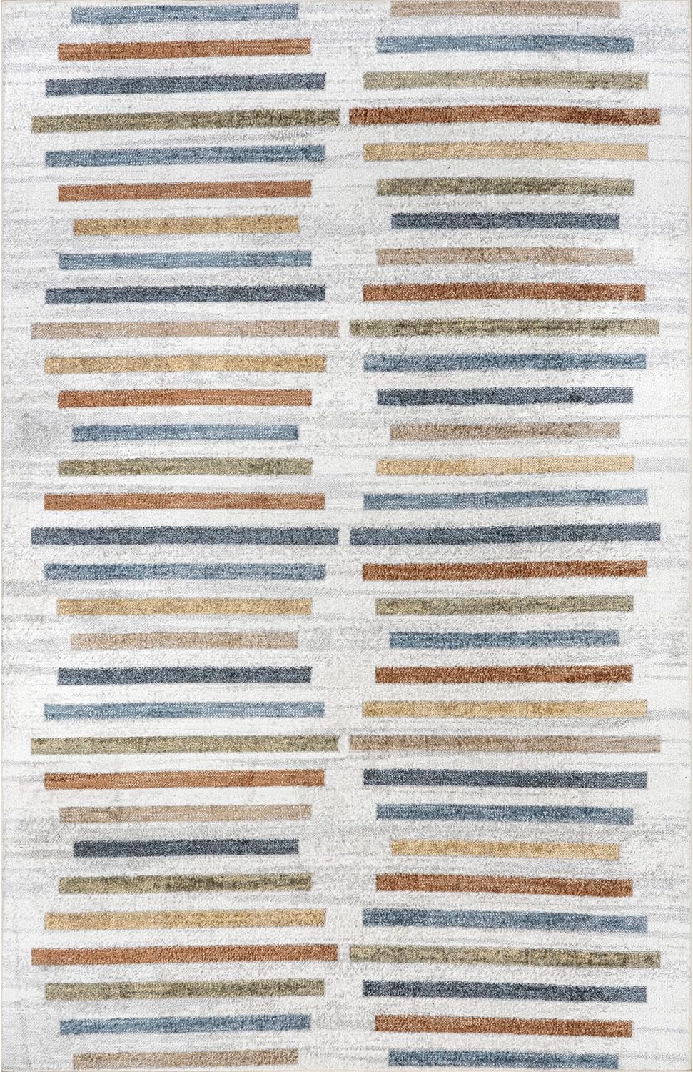 nuLOOM ROS Striped Columns Alfombra lavable a máquina, 8×10, beige