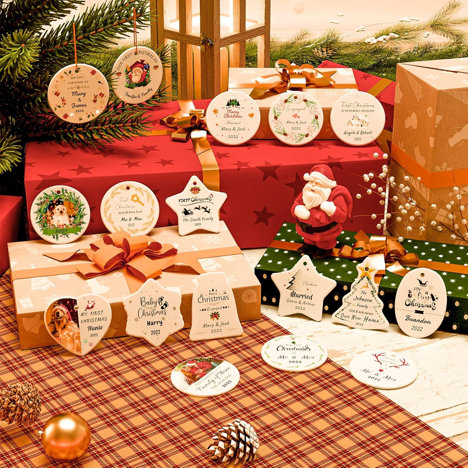 Bemaystar Adornos de Navidad personalizados con foto 2023  Adornos personalizados de imagen y texto para Navidad 2023, regalo personalizado de