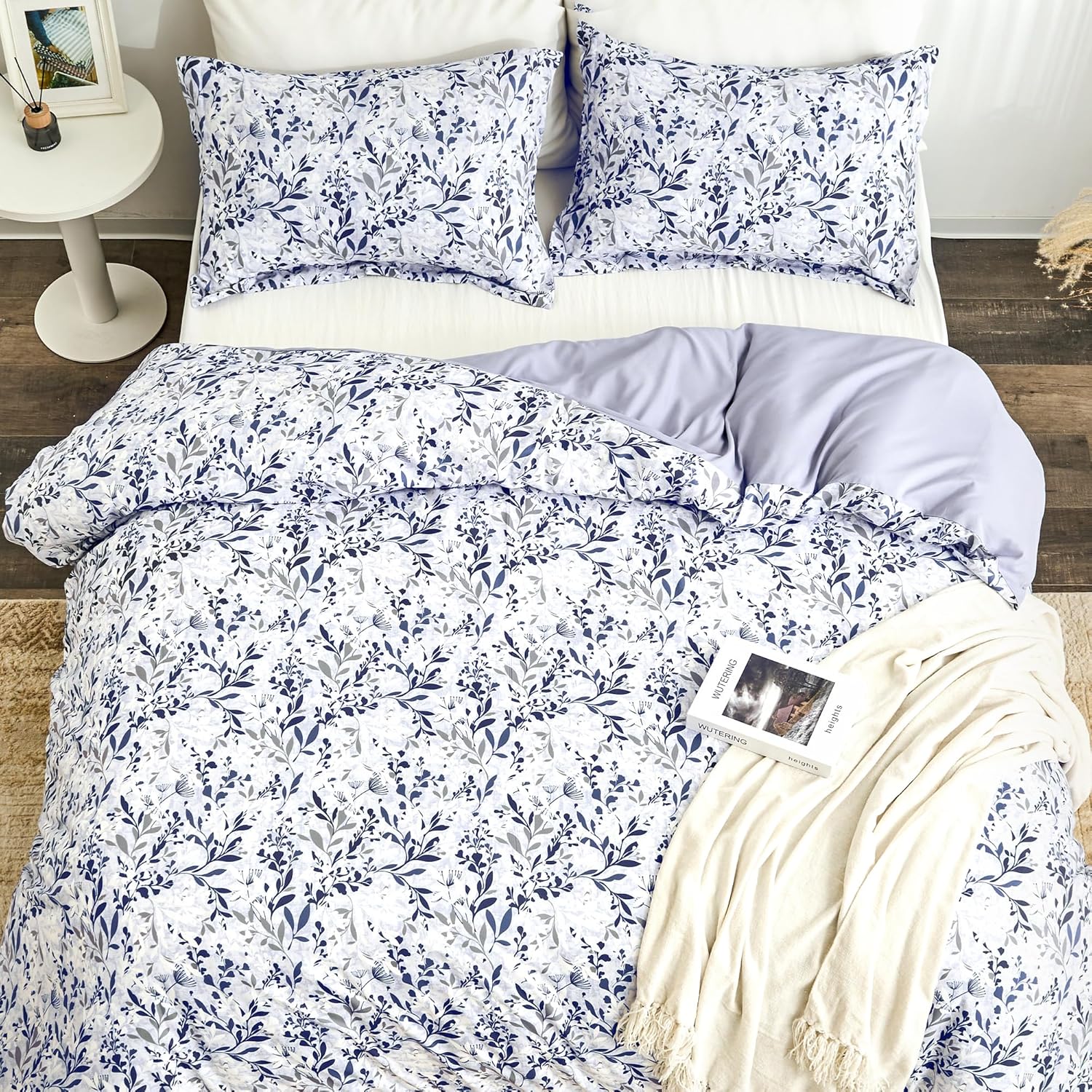 McVernon’s Funda de edredón floral tamaño King de 3 piezas, funda de edredón floral King con 2 fundas de almohada, juego de ropa de cama suave para