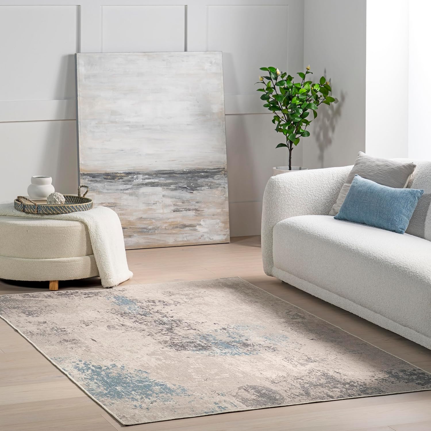 nuLOOM Milana – Alfombra moderna de algodón lavable a máquina, 4 x 6 pies, color gris