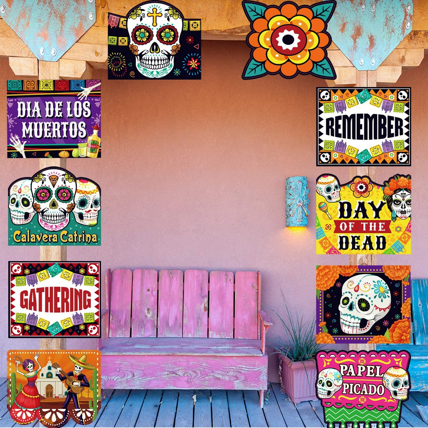 Decoración del Día de los Muertos Día de los Muertos, cartel laminado del Día de los Muertos, para interiores y exteriores, decoración mexicana,