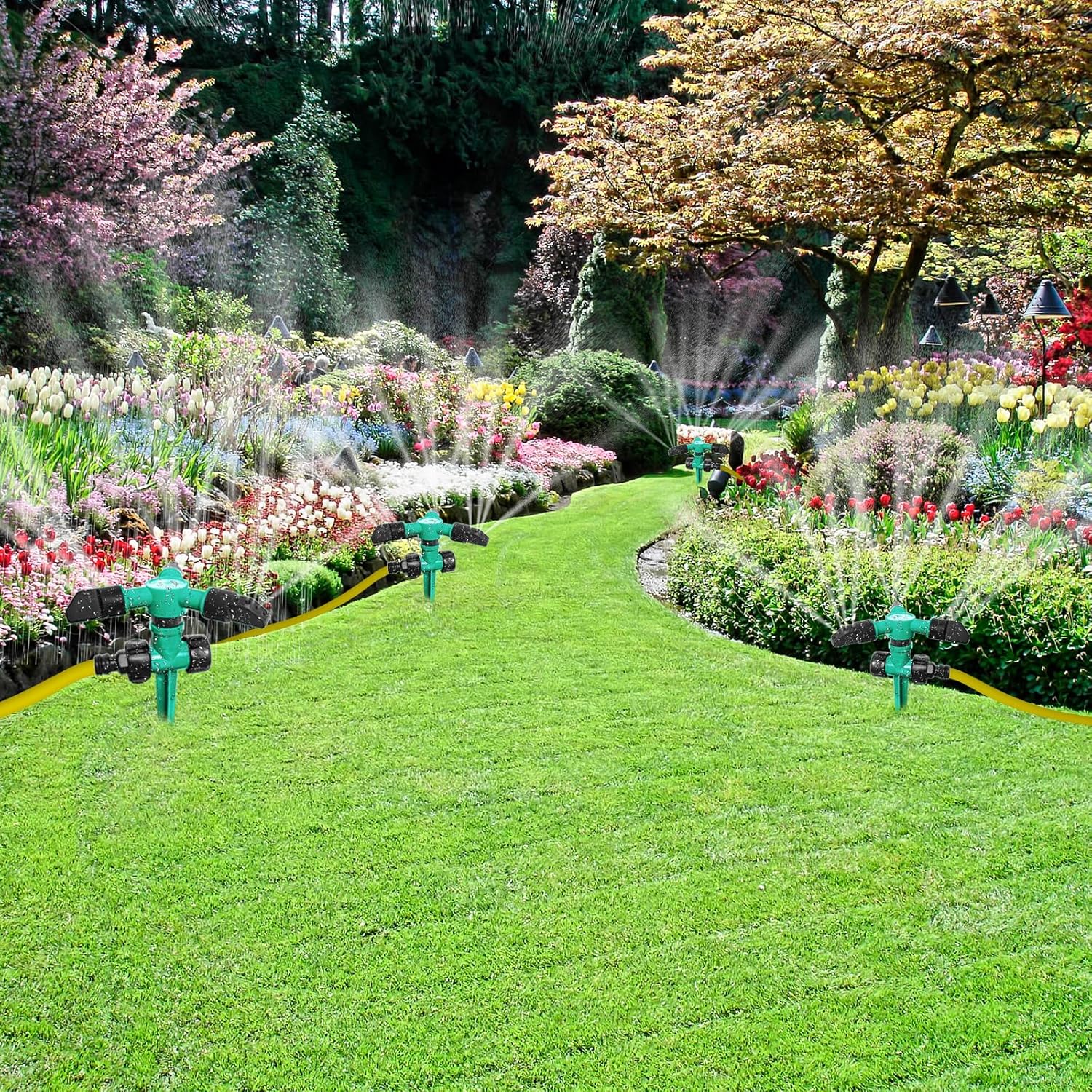 Rociadores de césped para patio, rociador de jardín ajustable de rotación de 360 grados, rociadores automáticos de agua para jardín para patio