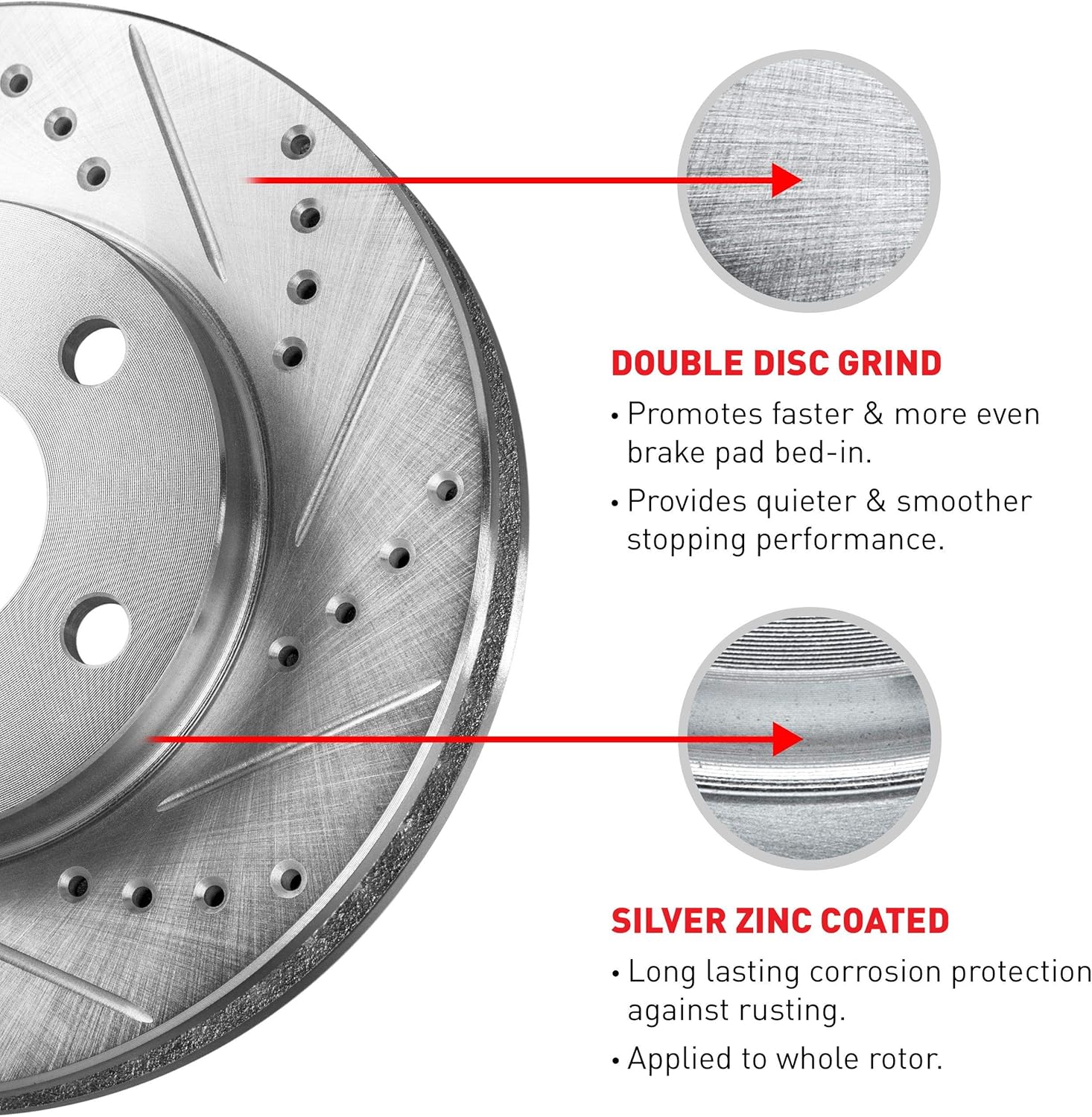 R1 Concepts Kit de rotor de freno delantero  Rotores de freno  Disco de freno  Perforado y ranuradoCompatible con Daewoo Leganza 1999-2002