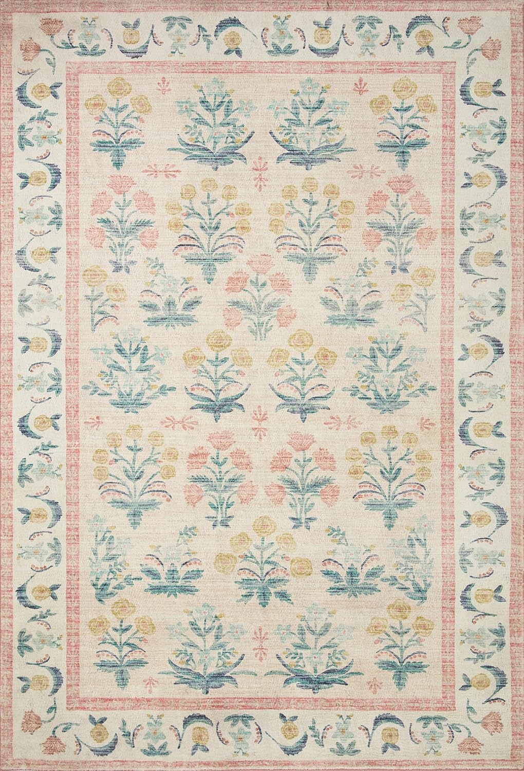 Rifle Paper Co. x Loloi Eden Collection EDE-01 – Alfombra de área para rubor de 5 pies a 0 pulgadas x 7 pies 6 pulgadas