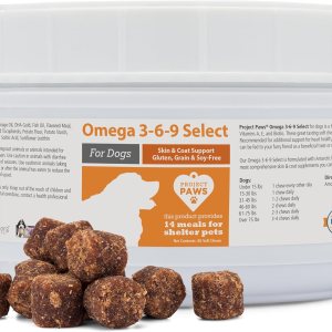 Project Paws Aceite de pescado Omega 3-6-9 Select para perros, suplemento para piel y pelaje de aceite de krill, 60 unidades Project Paws Aceite de pescado Omega 3-6-9 Select para perros, suplemento para piel y pelaje de aceite de krill, 60 unidades