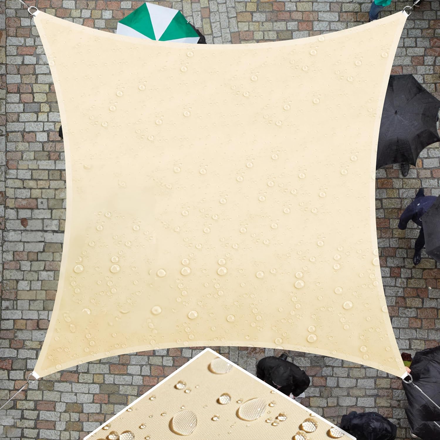 ColourTree TAPS9.5 – Toldo cuadrado impermeable, parasol de tela con 95% de bloqueo de rayos UV y resistente al agua, para patio, jardín o cochera