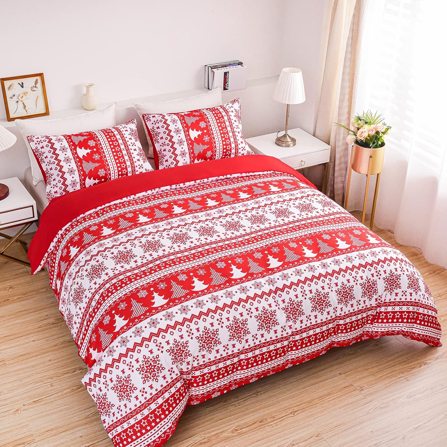 Shamdon Home Collection Funda de edredón de Navidad, juego de ropa de cama con impresión HD, funda de edredón de microfibra súper suave, regalo de