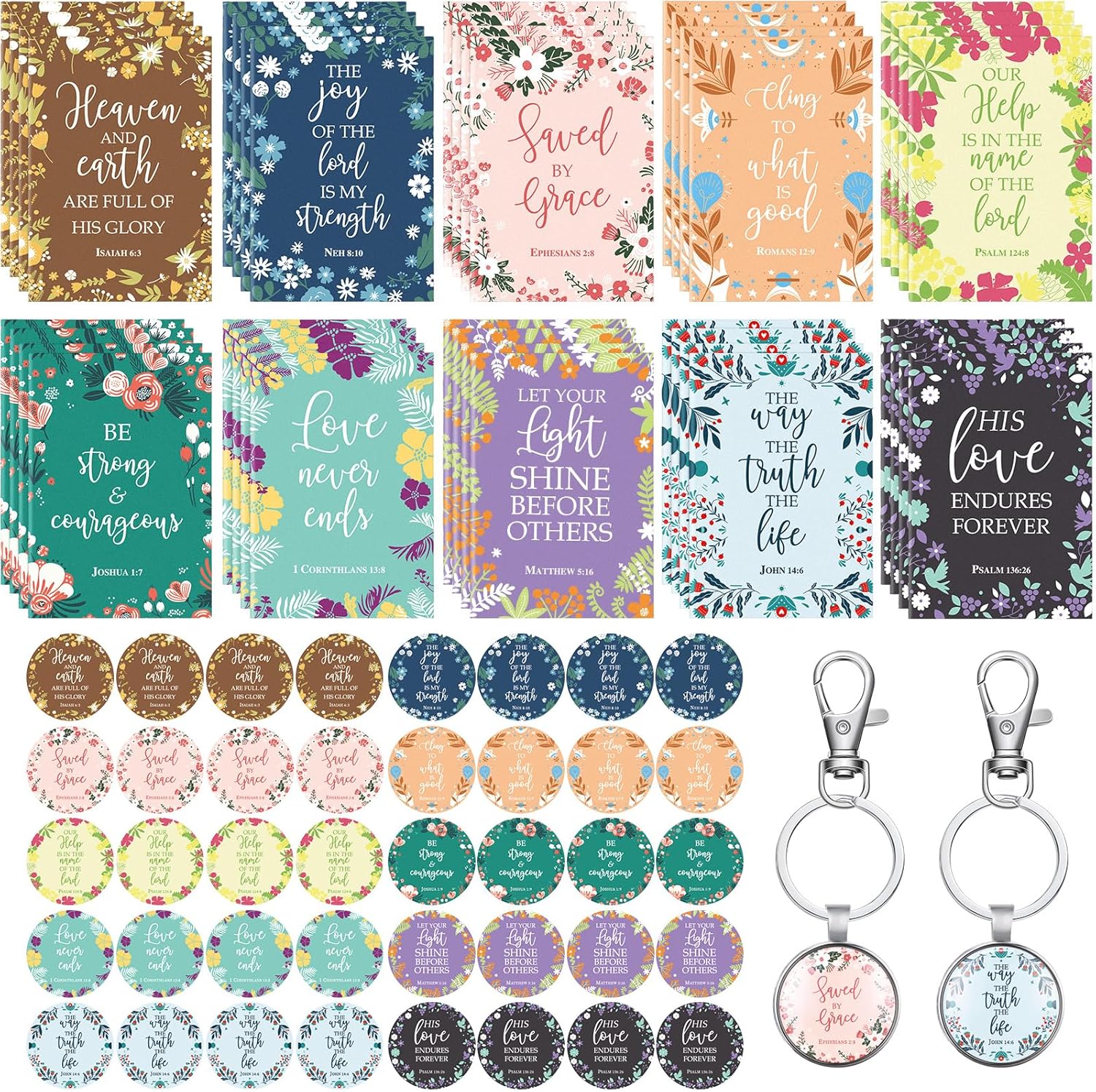 80 piezas de diarios inspiradores y mini llavero de la Biblia, mini suministros de estudio bíblico cristiano, cuaderno de la Biblia, regalo