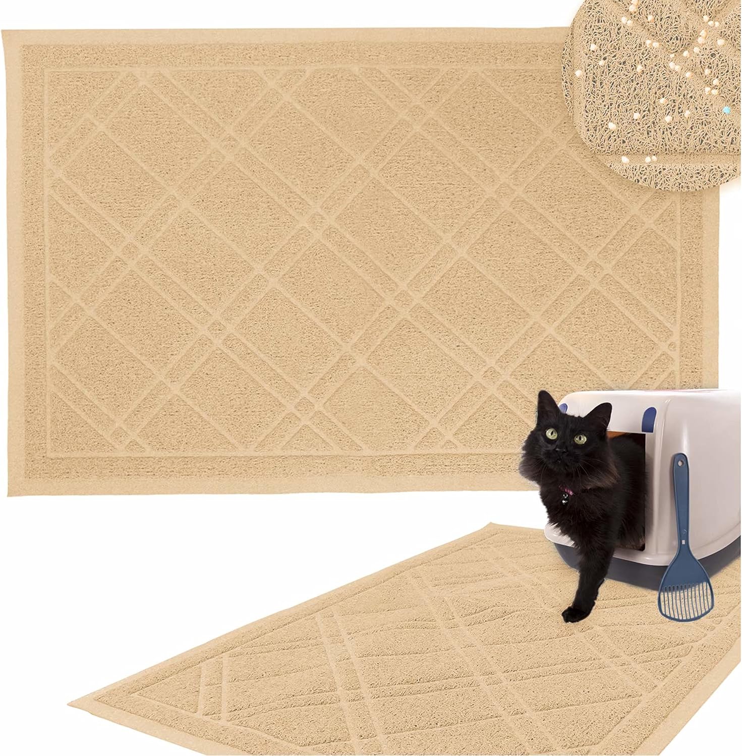 Downtown Pet Supply – Tapete de arena para gatos – Tapete de arena para gatos – Suministros para gatos – Tapete acolchado antideslizante para caja