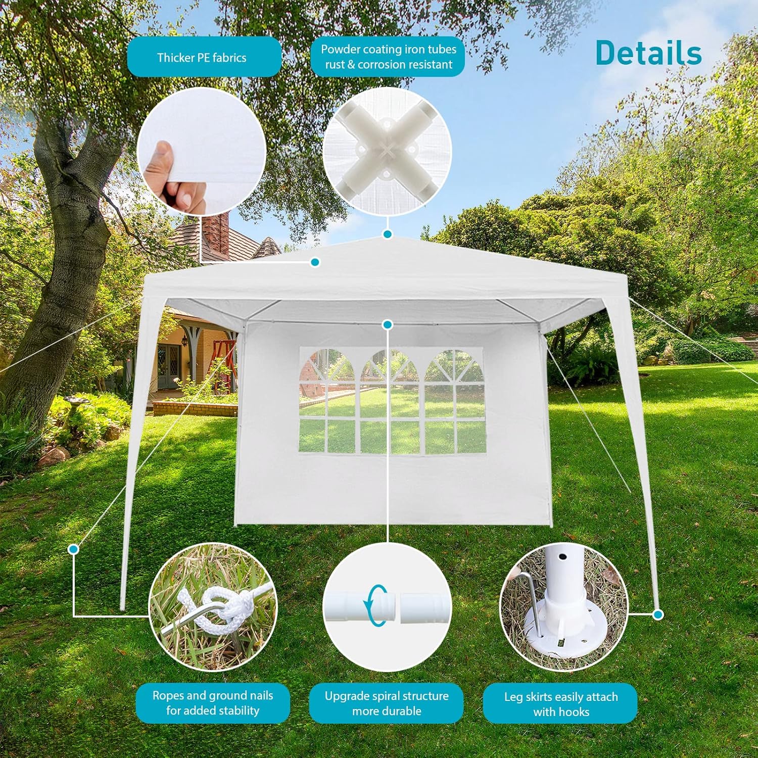 Tienda de campaña para fiestas de 10 x 10 pies, tiendas de campaña al aire libre para fiestas, graduaciones, bodas y cumpleaños, tienda de campaña
