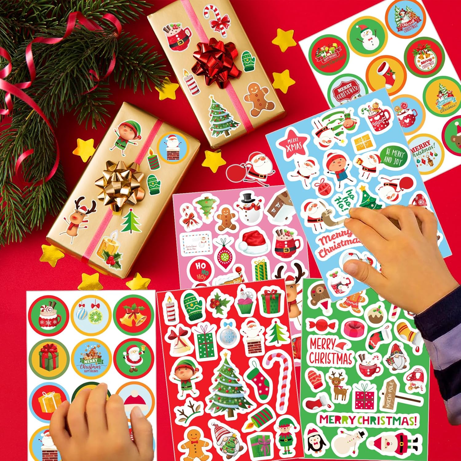 Calcomanías de Navidad para niños, 624 unidades, calcomanías de adorno de Navidad, calcomanías de Navidad a granel, lindas calcomanías de Navidad,