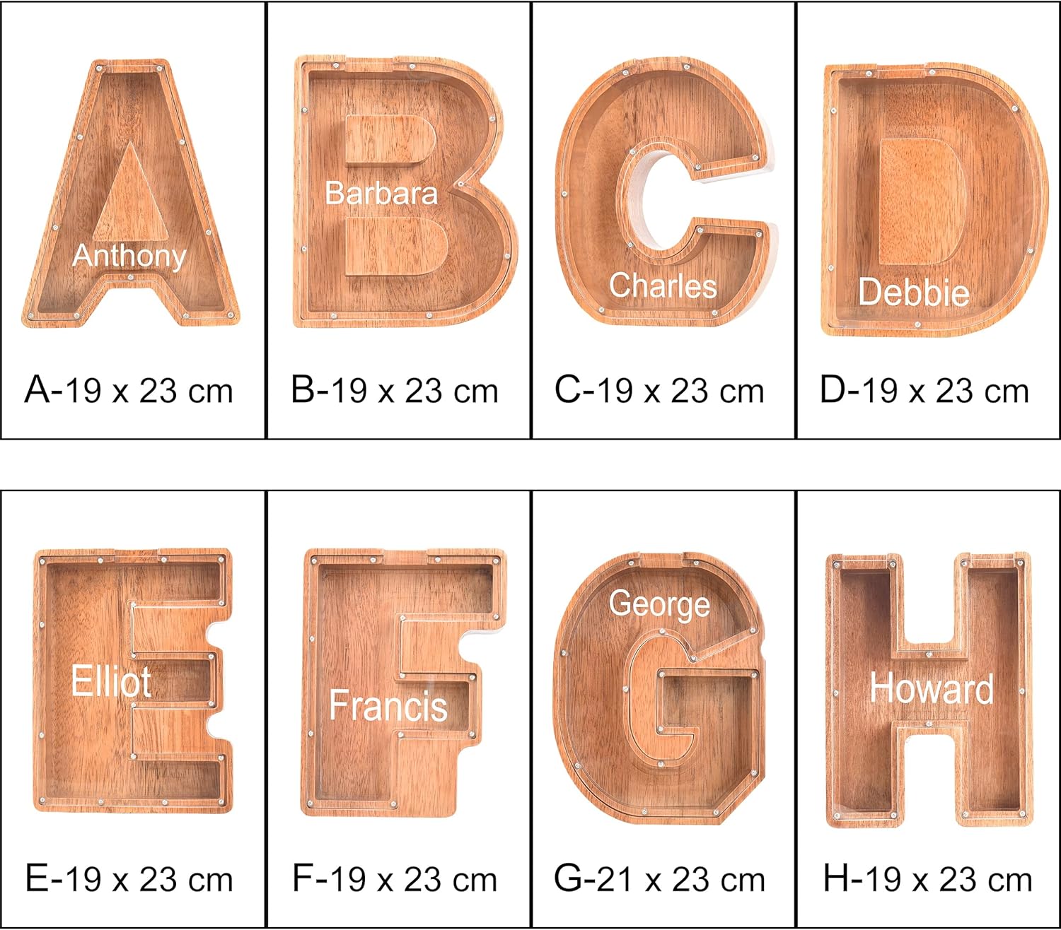 Alcancías con nombre personalizado para niños, alcancía con letra personalizada, banco de dinero del alfabeto de madera, regalos para niños y niñas,
