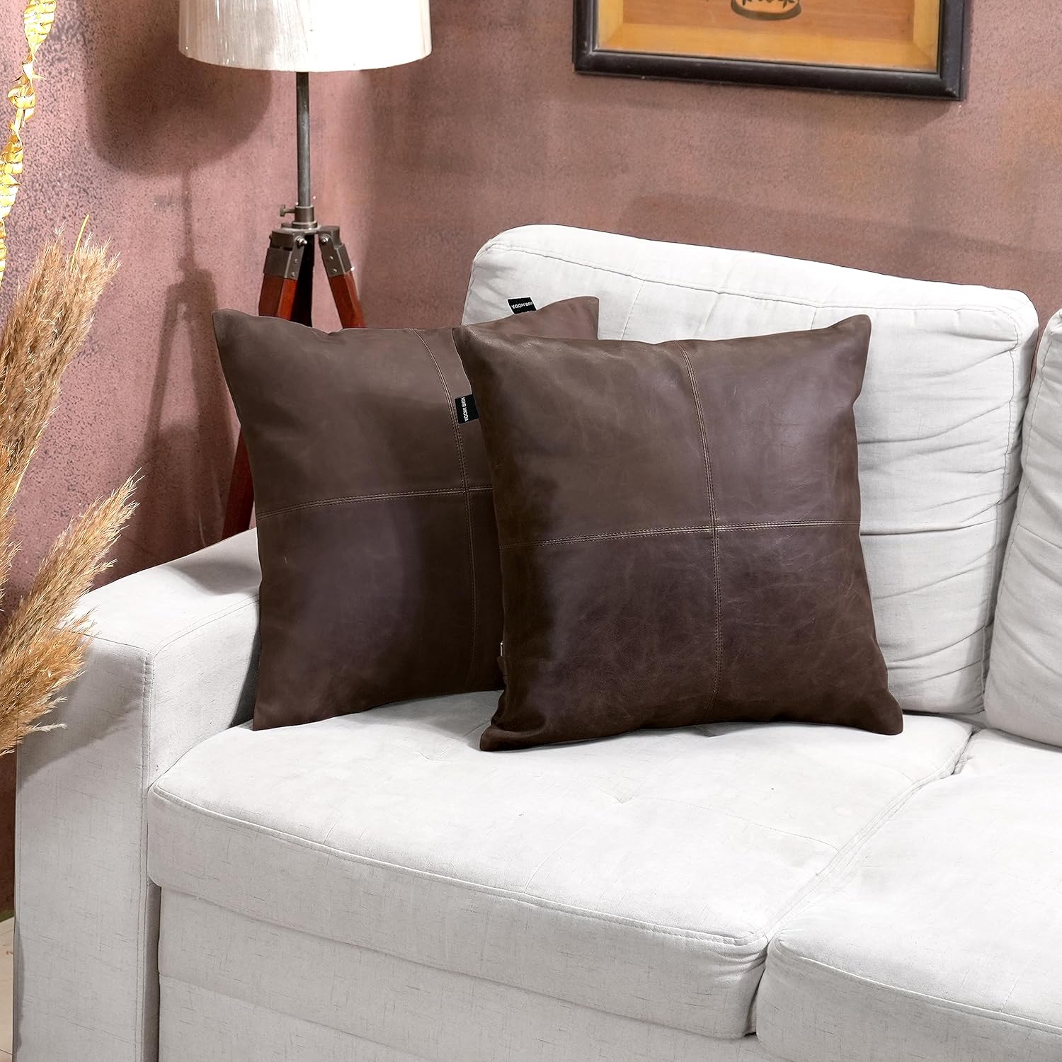 KUIRMODA Funda de almohada de piel de cordero  Funda de cojín decorativa para sofá  Fundas para sala de estar y dormitorio, 22 x 22 pulgadas